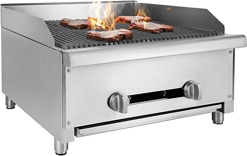 Charbroiler comercial de 24 pulgadas, parrilla de gas naturalpropano resistente con 2 quemadores, 56,000 BTU, equipo de cocina comercial certificado disponible en Yaxa Peru