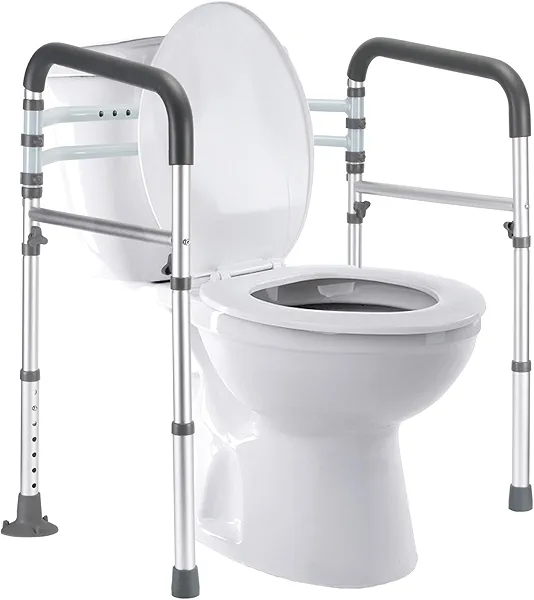 Lianjindun Toilet Safety Rails, Adjustable Toilet Frame for Elderly, Seniors, Handicap & Disabled, Foldable Handicap Toilet Handles Fit Any Toilets (300 LB)