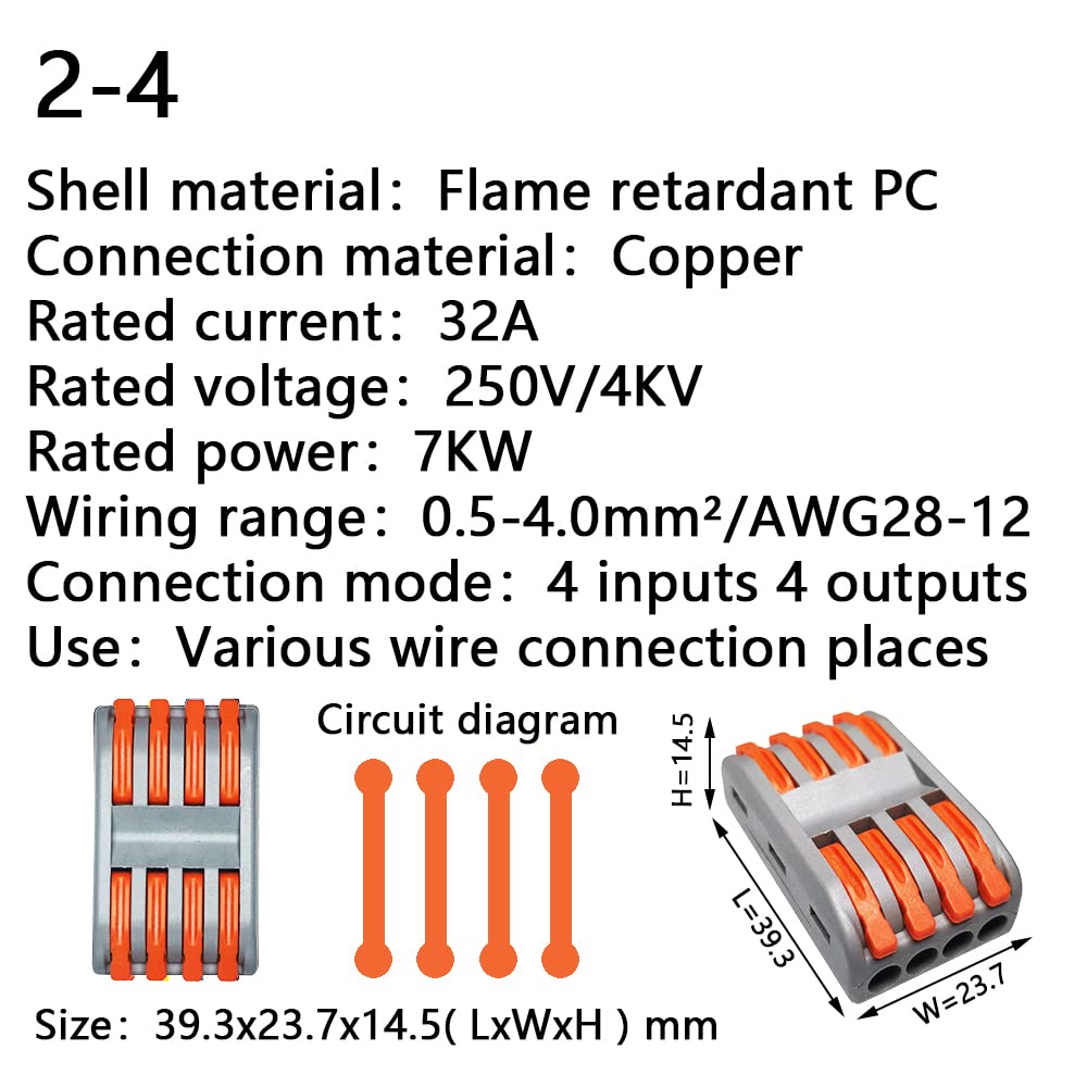 10/25/50/100PCS Wire Connectors 2-2 Terminal Block Conductor SPL Push-in Terminal Block Cable Splitter LED Light conector(2-4,25 PCS)