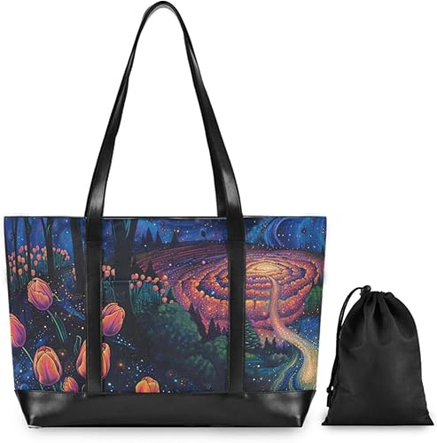 Miniatura 2 de Secret Garden - Bolsa de mano moderna para laptop para mujer con cremallera para el trabajo y el gimnasio con maletín ejecutivo para mujer