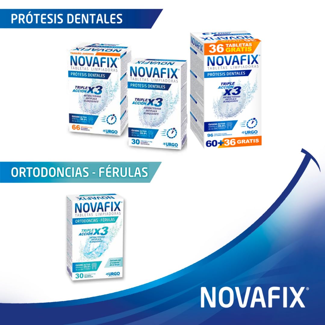 Novafix - Tabletas Limpiadoras Triple Acción - Para prótesis dentales - Caja con 96 unidades (formato económico) — view 4