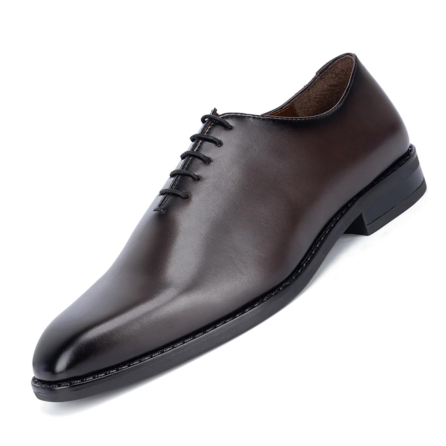 louis stitch Shoe for Man Lace-up Derby Formal Shoes | Handmade Dual Tone Patina Finish | Breathable Inner Lining | Comfortable for Business, Casual, Parties | Brunette Brown | (SXWCBB)-picture-44