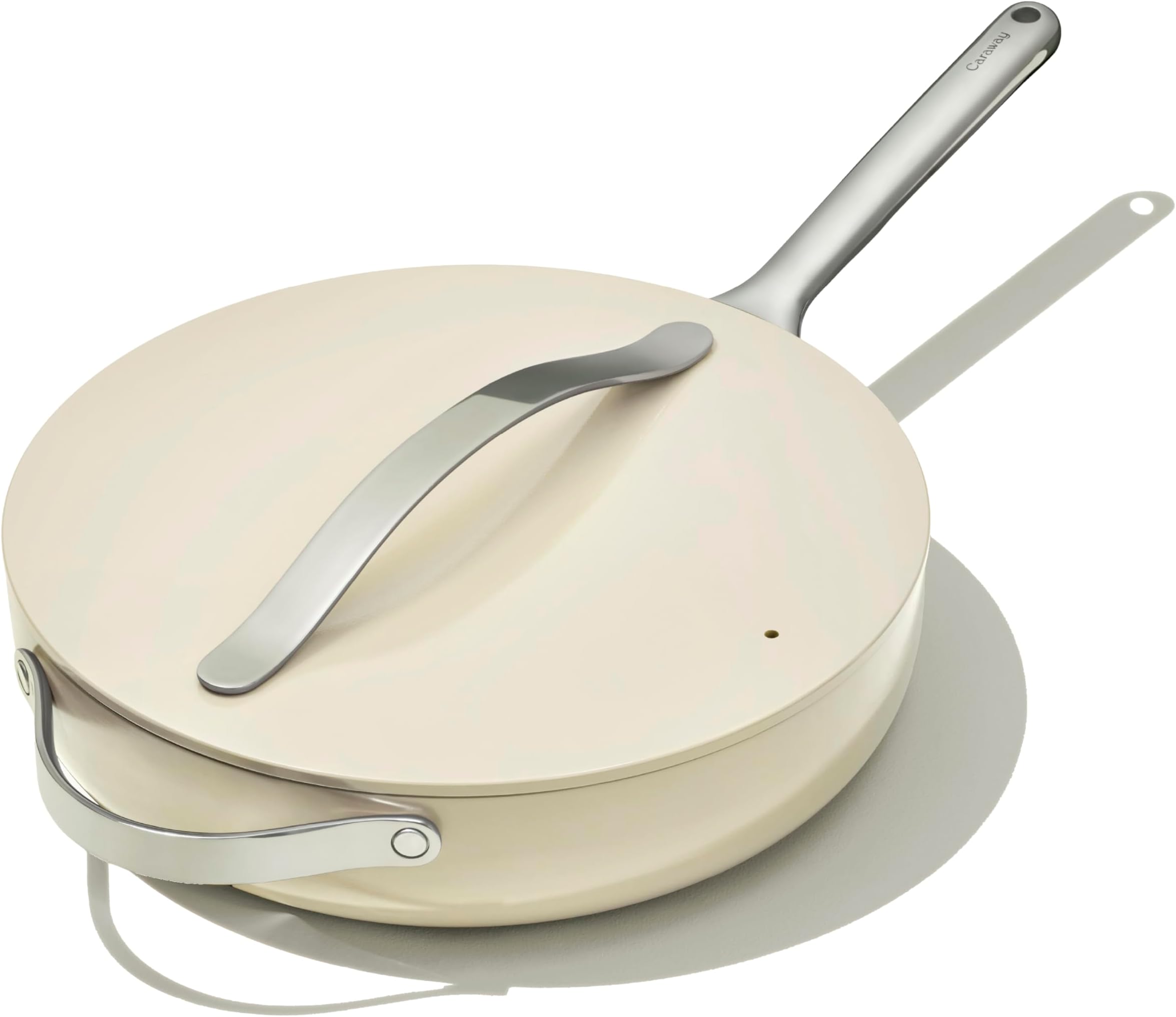 Caraway Non-Stick Ceramic Saute Pan with Lid (4.5 Quart, 11.8 Inch) - Non-Toxic, PTFE & PFOA Free - Oven Safe and Suitable for All Stovetops (Gas, Electric, Induction) - Cream