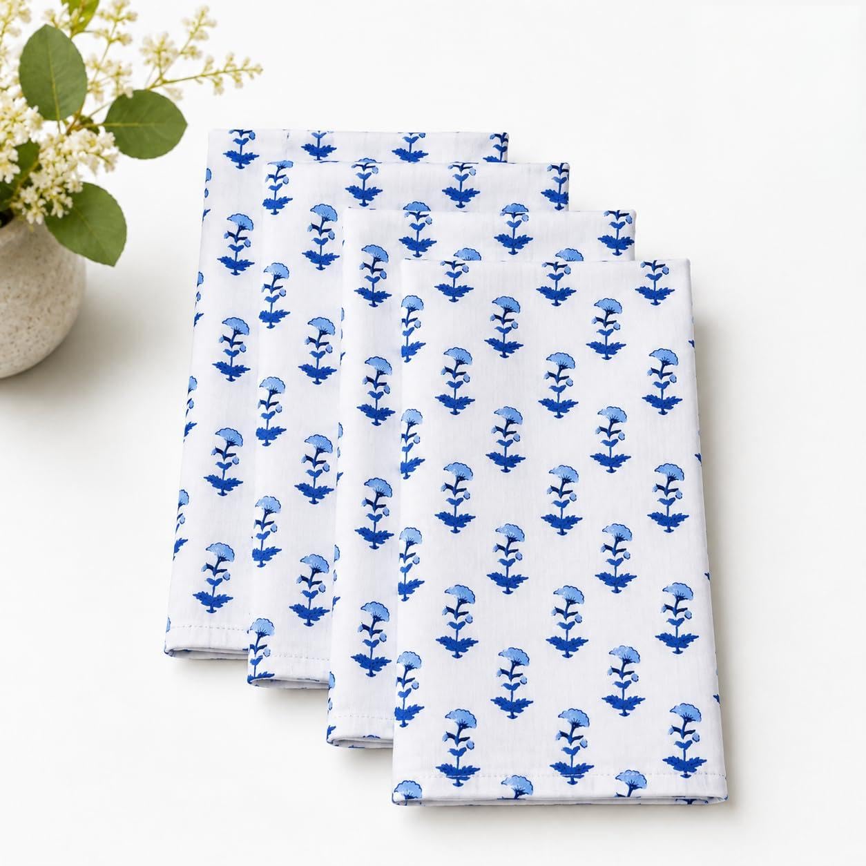 Servilletas de tela de algodón azul para decorar tu mesa en cenas y eventos familiares