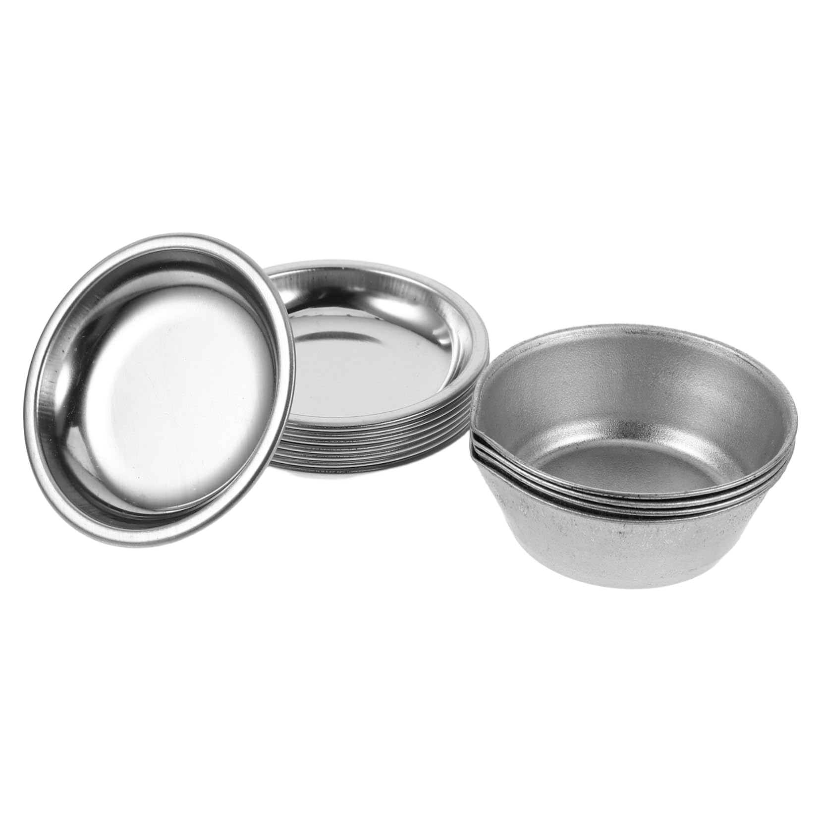 Gogogmee 12pcs Iron Paint Trays Small Round Pigment Mixing Palette Spout Scale Model Paint Trays for Artists