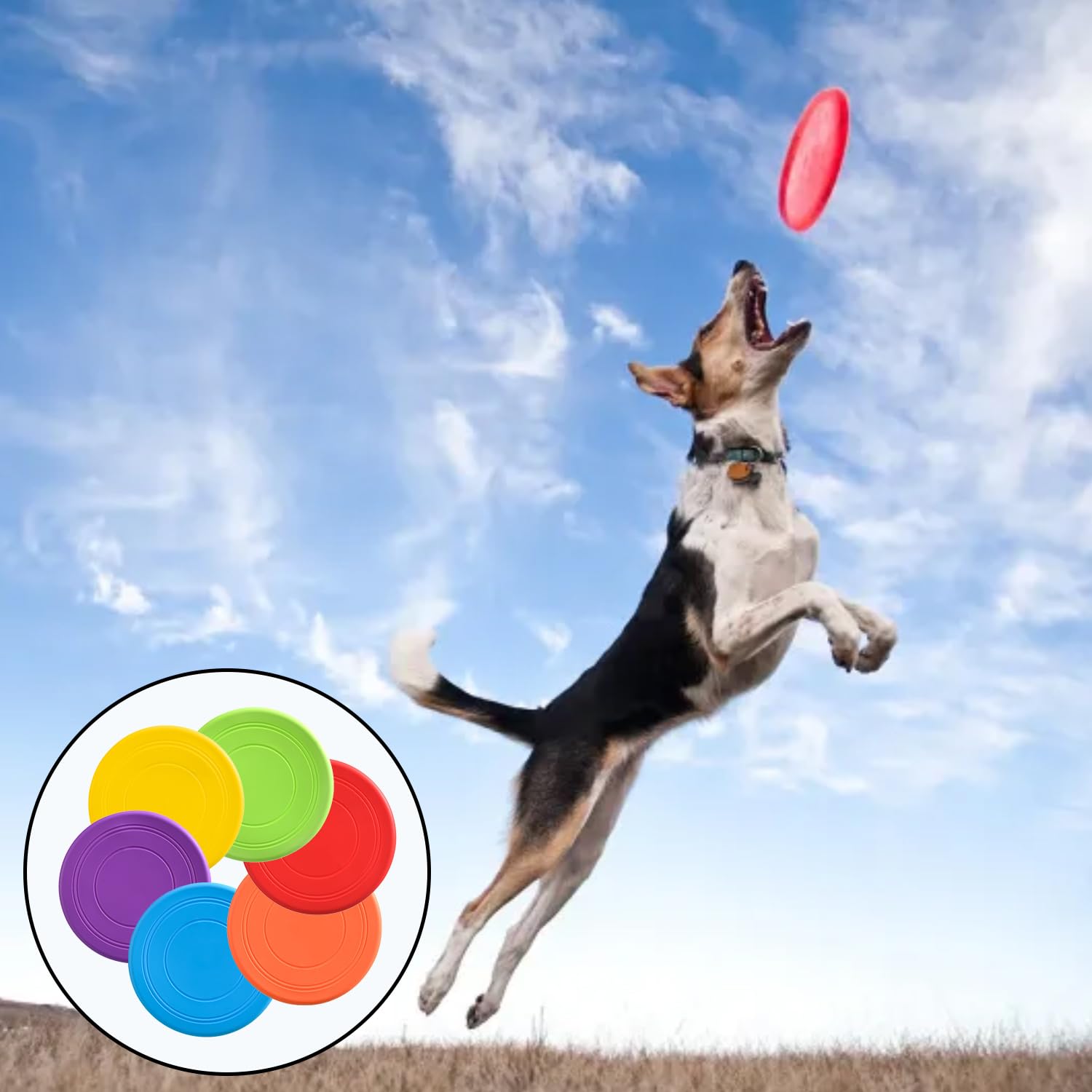 MEISH 6 Pieces Kids Flying Disc Toy Rubber Dog Training Flying Discs Outdoor Backyard Lawn Sports Flying Disc for Children Pets (6 Color) - Image 4