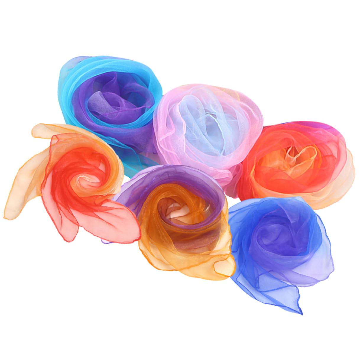 Healeved 6pcs Gradient Color Dance Scarves for Soft Skin Friendly Juggling Scarves for Performance Decoration for Kindergarten Dance Groups Random Color Random Color