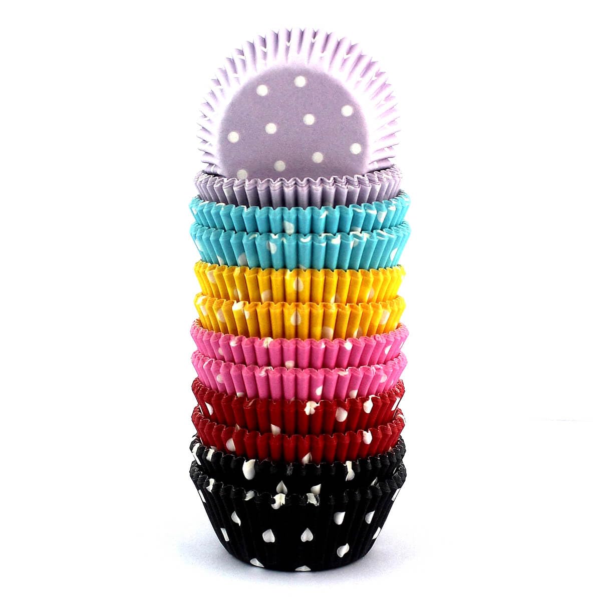 Rainbow Mini Polka Dots Cupcake Liners 300 unidades, sin olor, grado alimenticio y a prueba de grasa