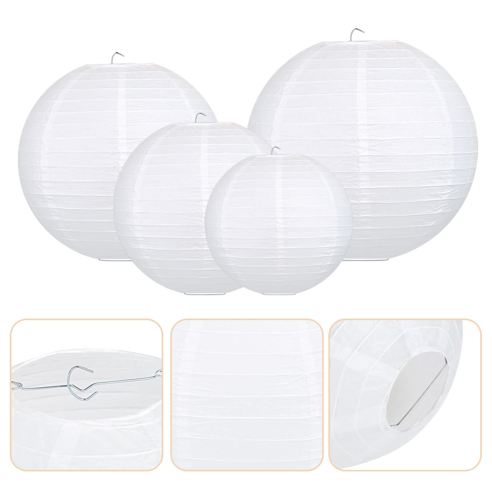 10 sztuk papierowych lampionów, białe lampiony z 10 sztukami białych diod LED, ciepłe białe światło, latarnia, abażur na wesele, imprezę, urodziny, dekoracja