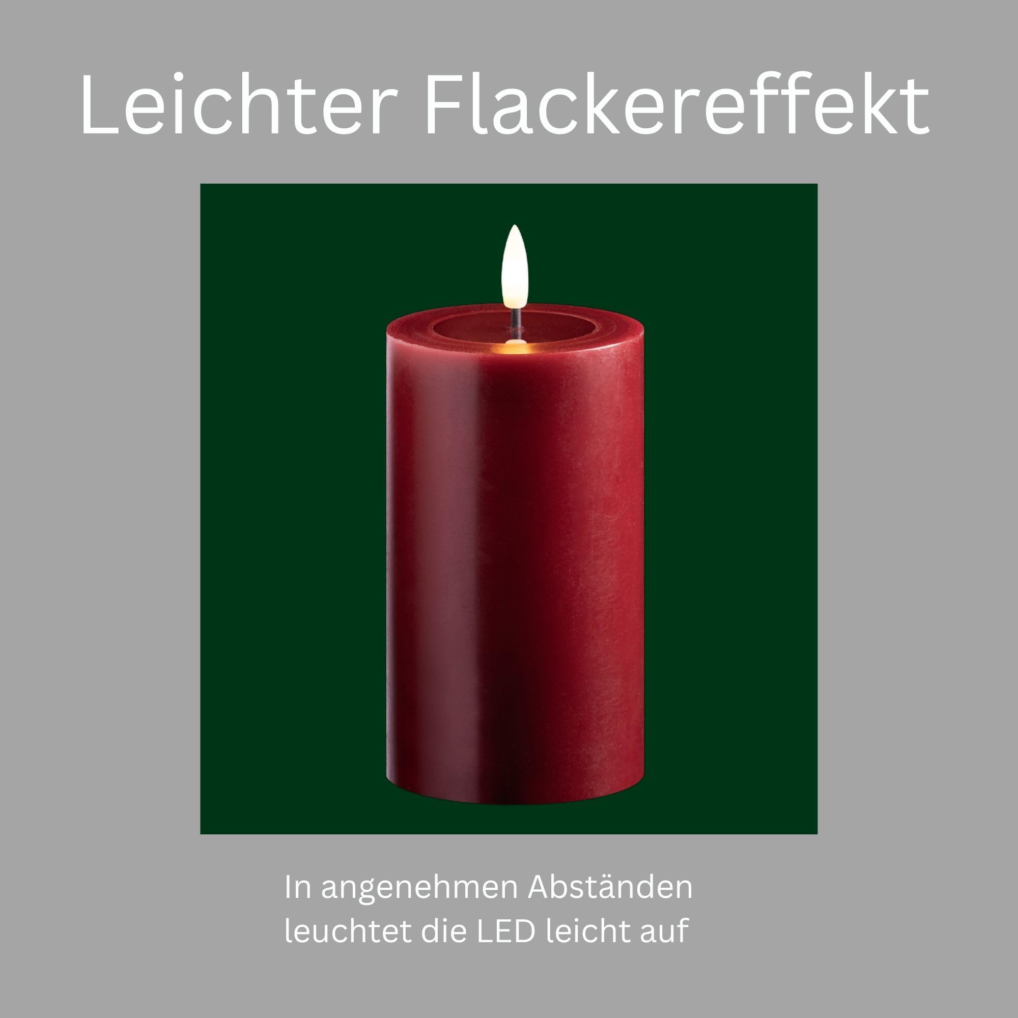 Novaliv 4 candele a LED con timer, 6 ore, colore rosso, vera cera LED, luce bianca calda, 7,5 cm, diametro 12,5 cm, altezza – 2 batterie AA necessarie a LED in vera cera con effetto tremolante, senza