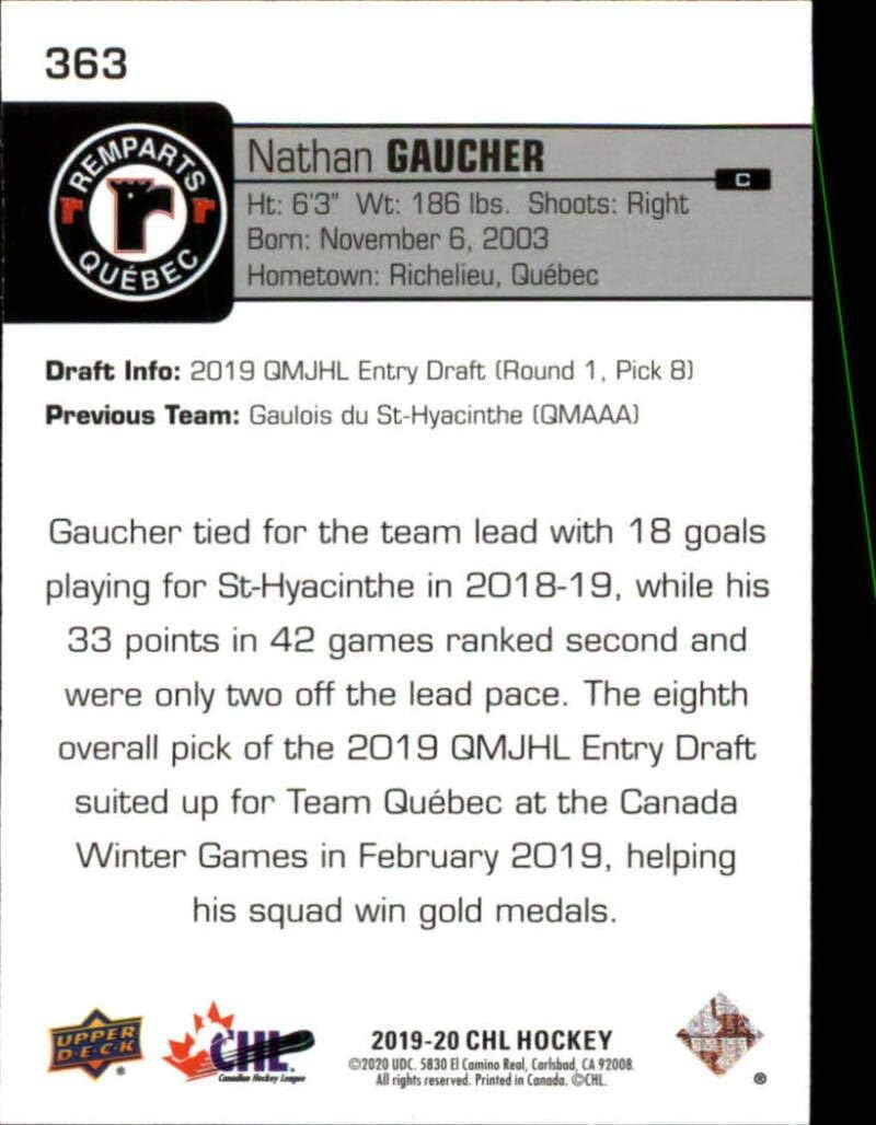 2019-20 UD CHL Exclusives #363 Nathan Gaucher S100 Quebec Remparts Official Upper Deck Canadian Hockey League Trading Card
