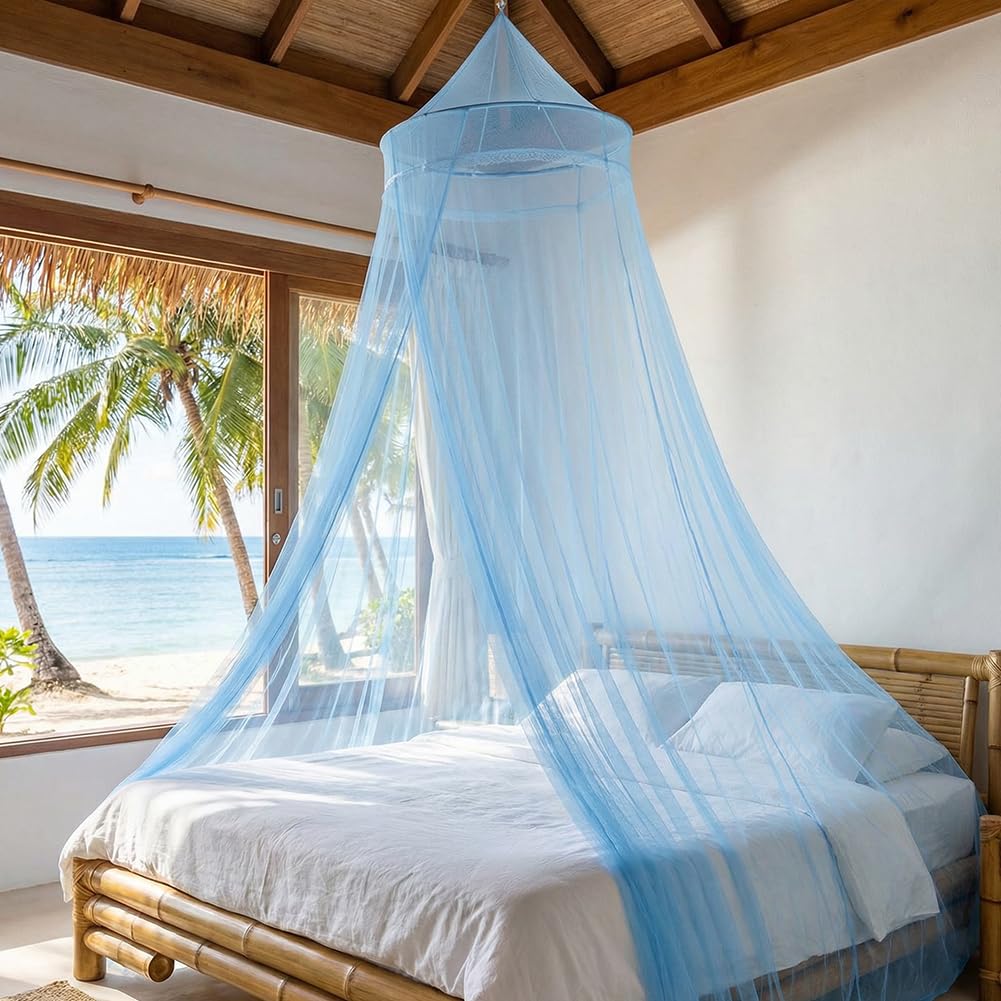 HATFRYF Mosquito Net For Bed, Essential Travel Mosquito Net for Bed, With Ceiling Hook, Double Proof, Canopy for Travel and Household