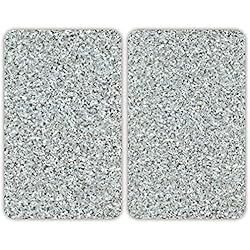 Tapa Cubre Fregadero Maximex Cubierta de cocina Universal Granito 2 unidades - juego de 2 piezas para todos los tipos de cocinas, Vidrio endurecido, 30 x 1.8-5.5 x 52 cm, Multicolor