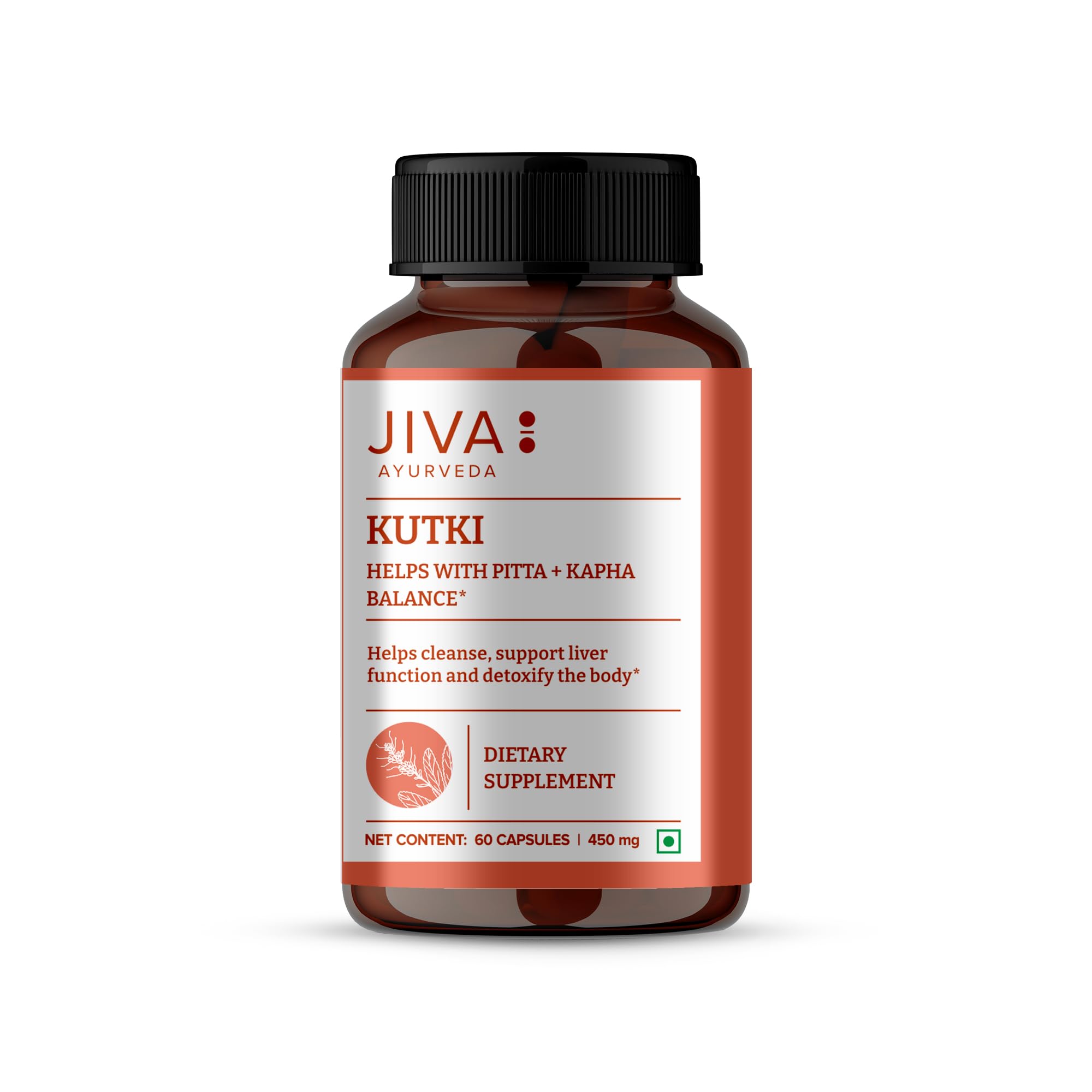 Jiva Ayurveda Kutki Capsules – Traditional Herbal Supplement for Liver Support, Detoxification, & Digestive Balance – 100% Ayurvedic Formula – 60 Vegetarian Capsules