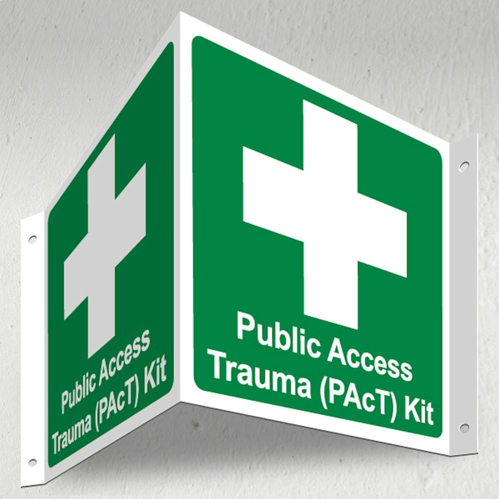 V Safety Public Access Trauma (PAcT) Kit - 3D Corridor Sign 340 x 150 mm - 3mm Indoor Palboard Safety Sign