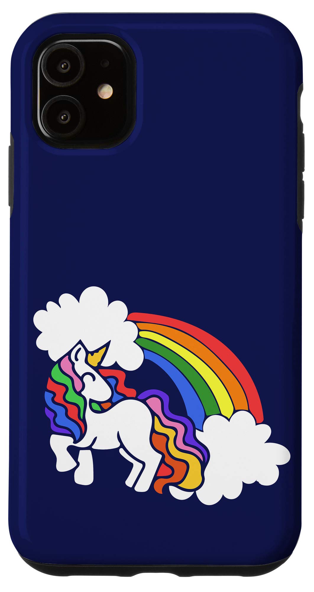 iPhone 11 Fun Rainbow Unicorn Art 80s rainbows Case