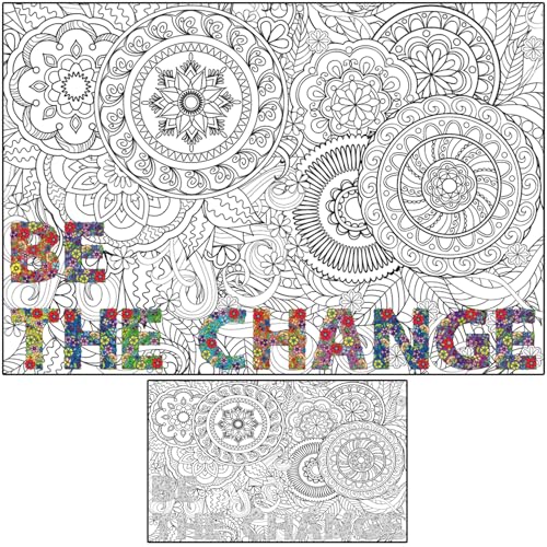 ALNETI Large Coloring Posters for Adults and Kids - Giant Coloring Poster Motivational - Jumbo Wall Size Pages for Classroom Office Team Work - Huge Adult Inspirational Sheet - Big Mandala to Color