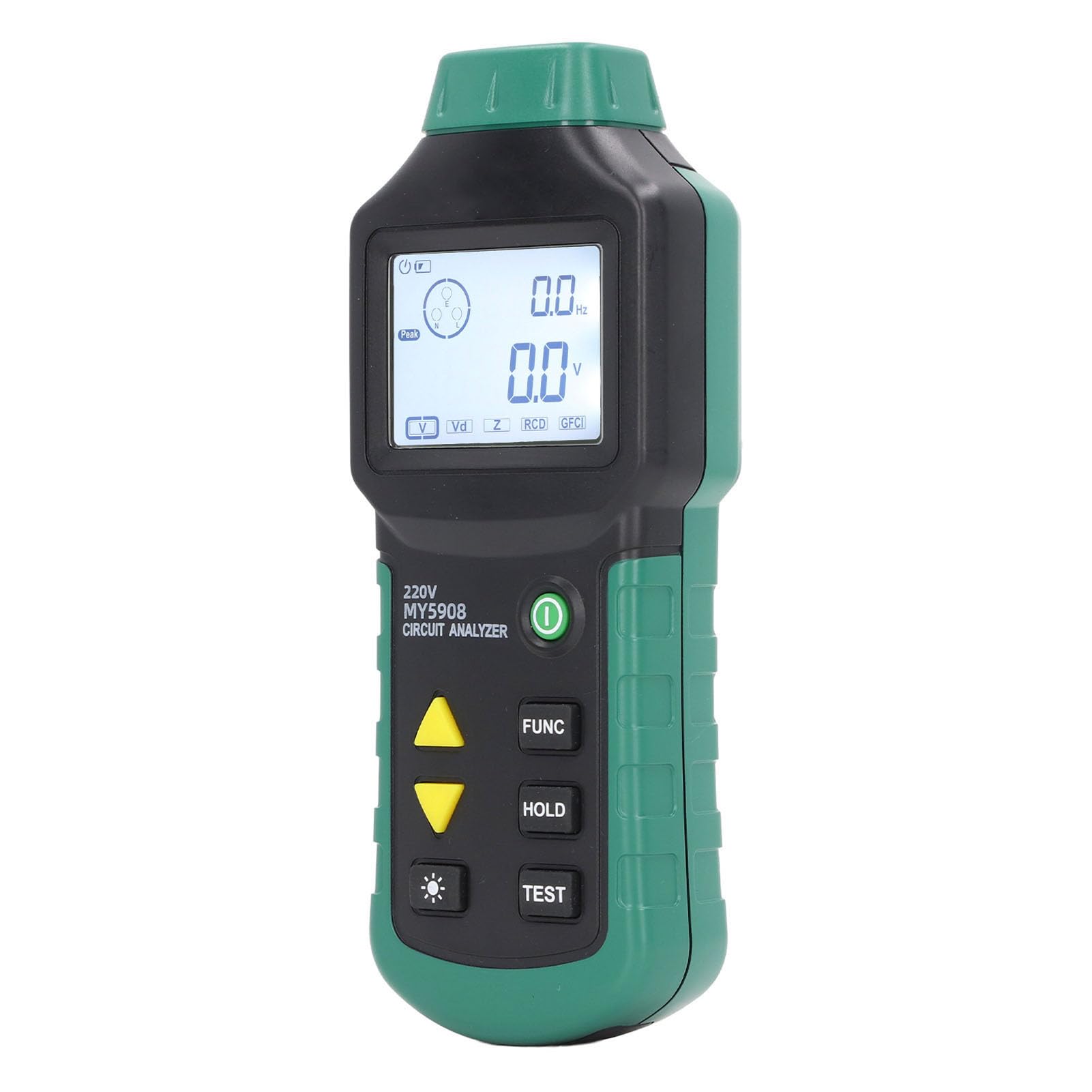 Eujgoov Analizador Circuitos TRMS Probador Voltaje CA RCD GFCI Medición Caída Tensión Enchufe Europeo 220V Pantalla LCD Retroiluminación