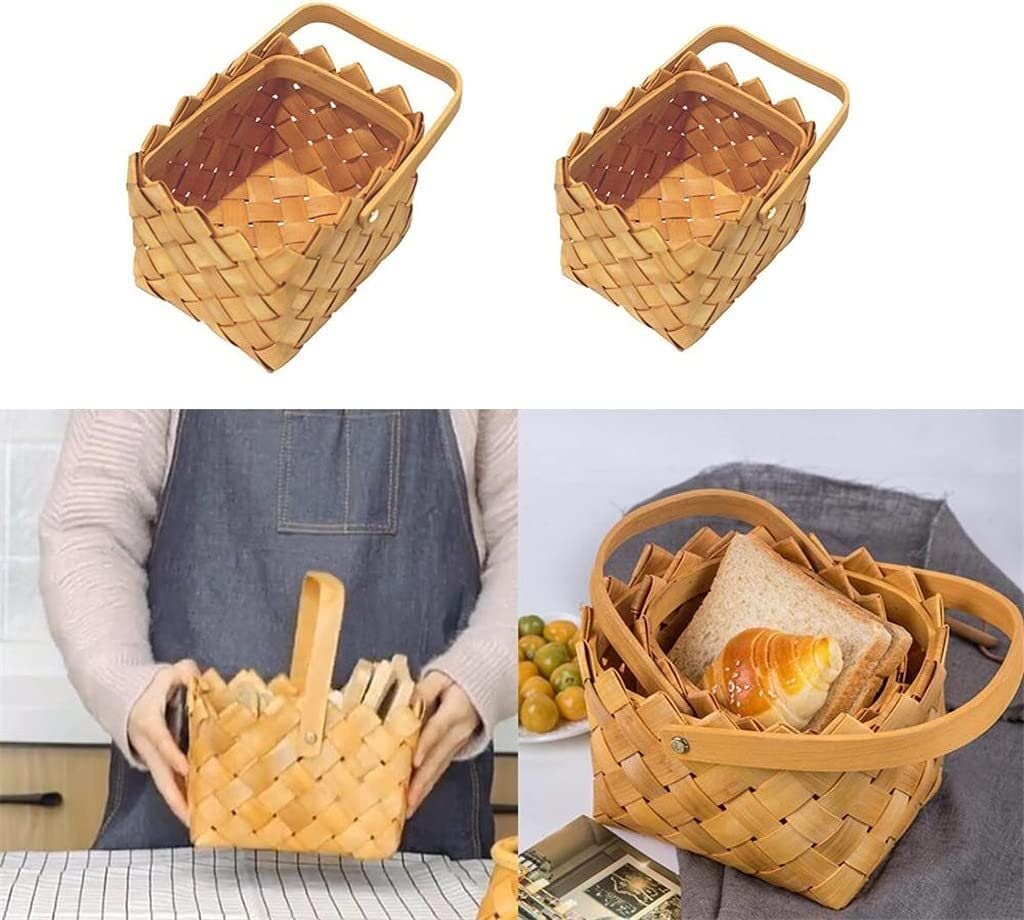 Koszyk Piknikowy Rattanowy Kosz Wiklinowy Piknikowy Z Wierzby Camping Zakupy Pojemnik Do Przechowywania Kosze Owoców Plenerowy(16 * 12 * 18cm)