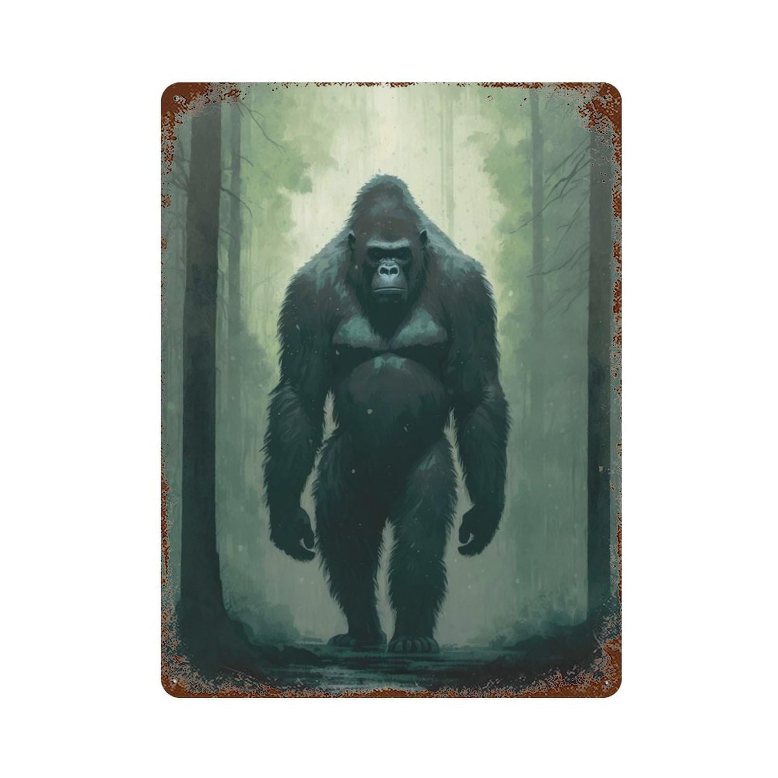 Vintage Metal Tin Sign with Gorilla Art Style 9 Design 15.7"x11.8", for Garage, Bar And Workshop Decor, Novelty Wall Decor