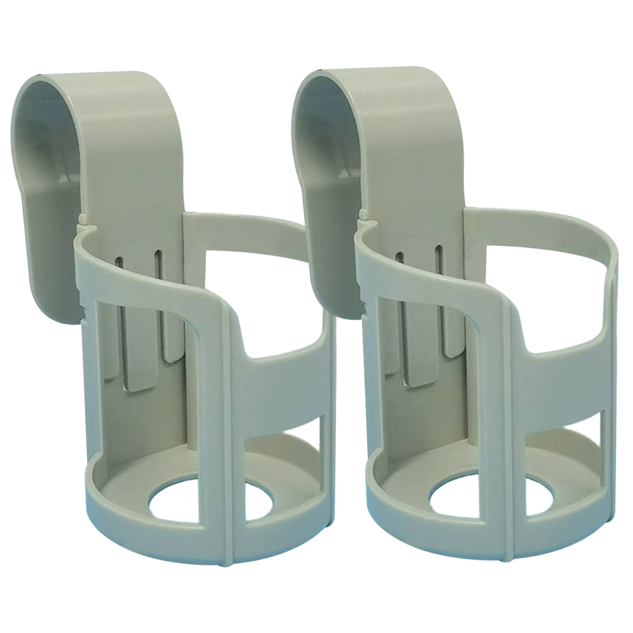 Striegro Pool Drink Holder, 2 Pack Above Ground Pool Cup Holders with Hook Plastic Drink Holder For Poolside Use, Gray..