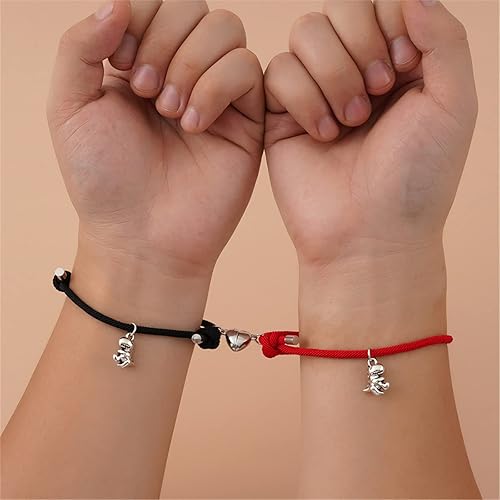 Miniatura 3 de 2 pulseras de dinosaurio para pareja, pulseras de corazón para amistad, relación madre e hija, pulseras a juego con dije de dinosaurio, Metal, Sin