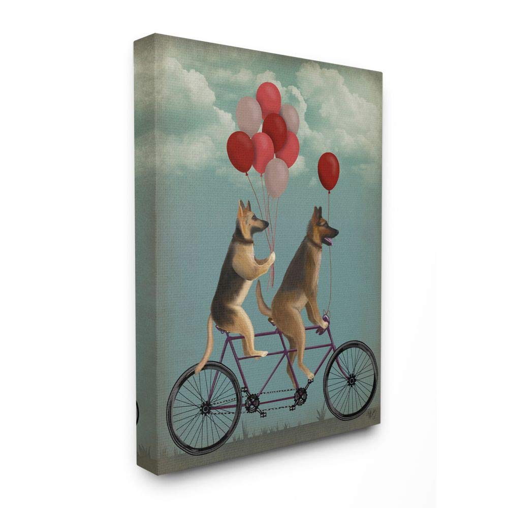 Stupell IndustriesGerman Shepard Dogs On Bicycle with Balloons Canvas Wall Art, 16 x 20, Multi-Color