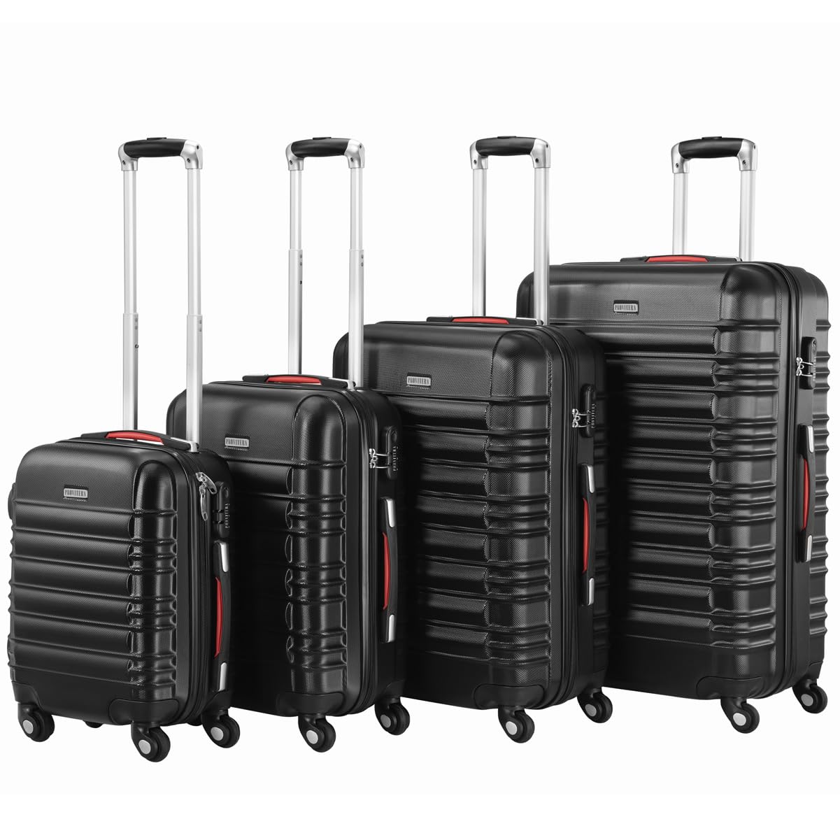Juego de 4 Maletas rígidas de ABS, Maletas rígidas S-M-L-XL con Mango telescópico y 4 Ruedas Easy Roll, candado con Cerradura de código, Trolley Resistente de Viaje, con Equipaje de Mano
