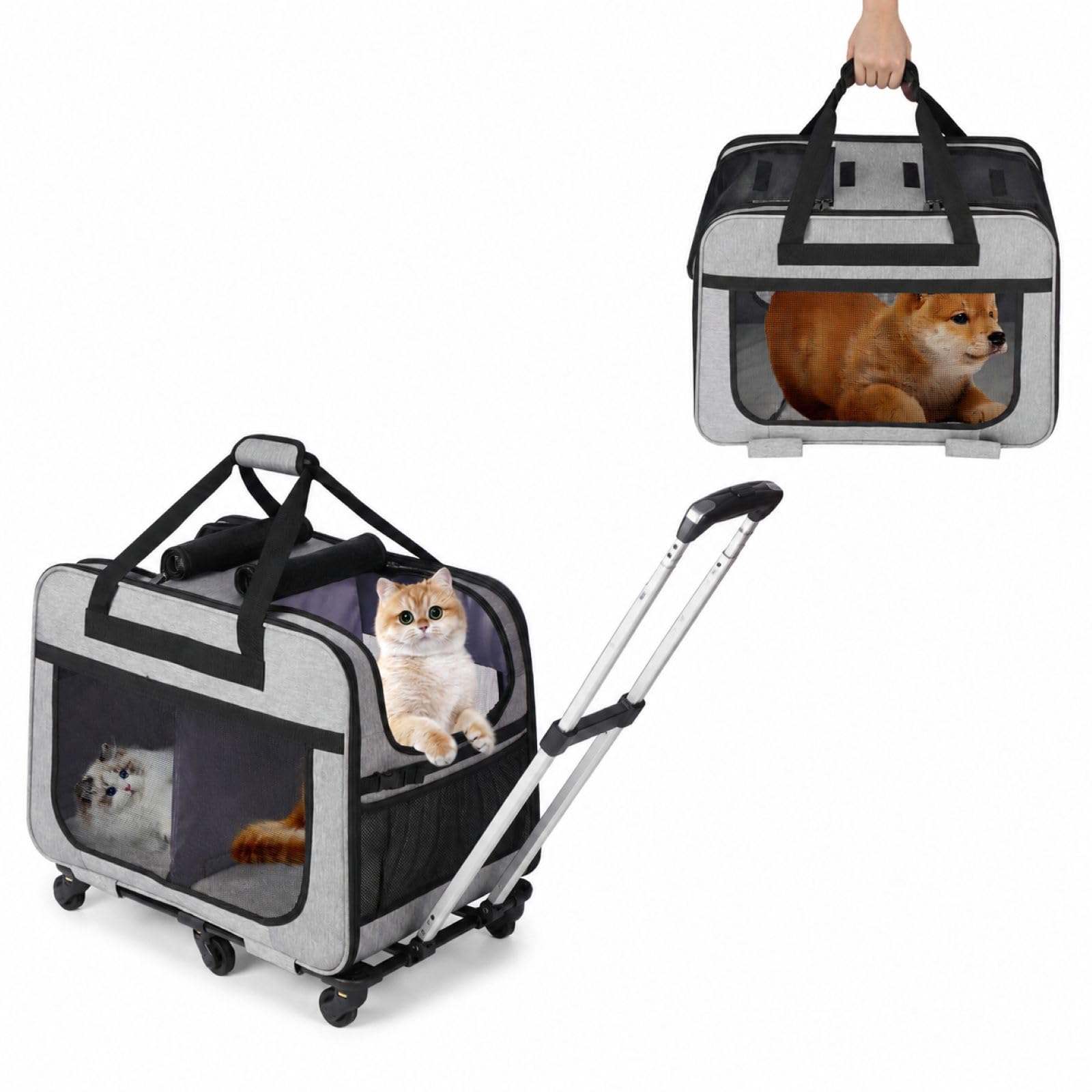 Amazon.co.jp: HOVONO 猫 2 匹 キャリー キャスター付き 小型 犬