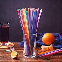 Vista 6 de 200 popotes desechables largos de plástico coloridos. (0.23 pulgadas de diámetro y 10.2 pulgadas de largo)