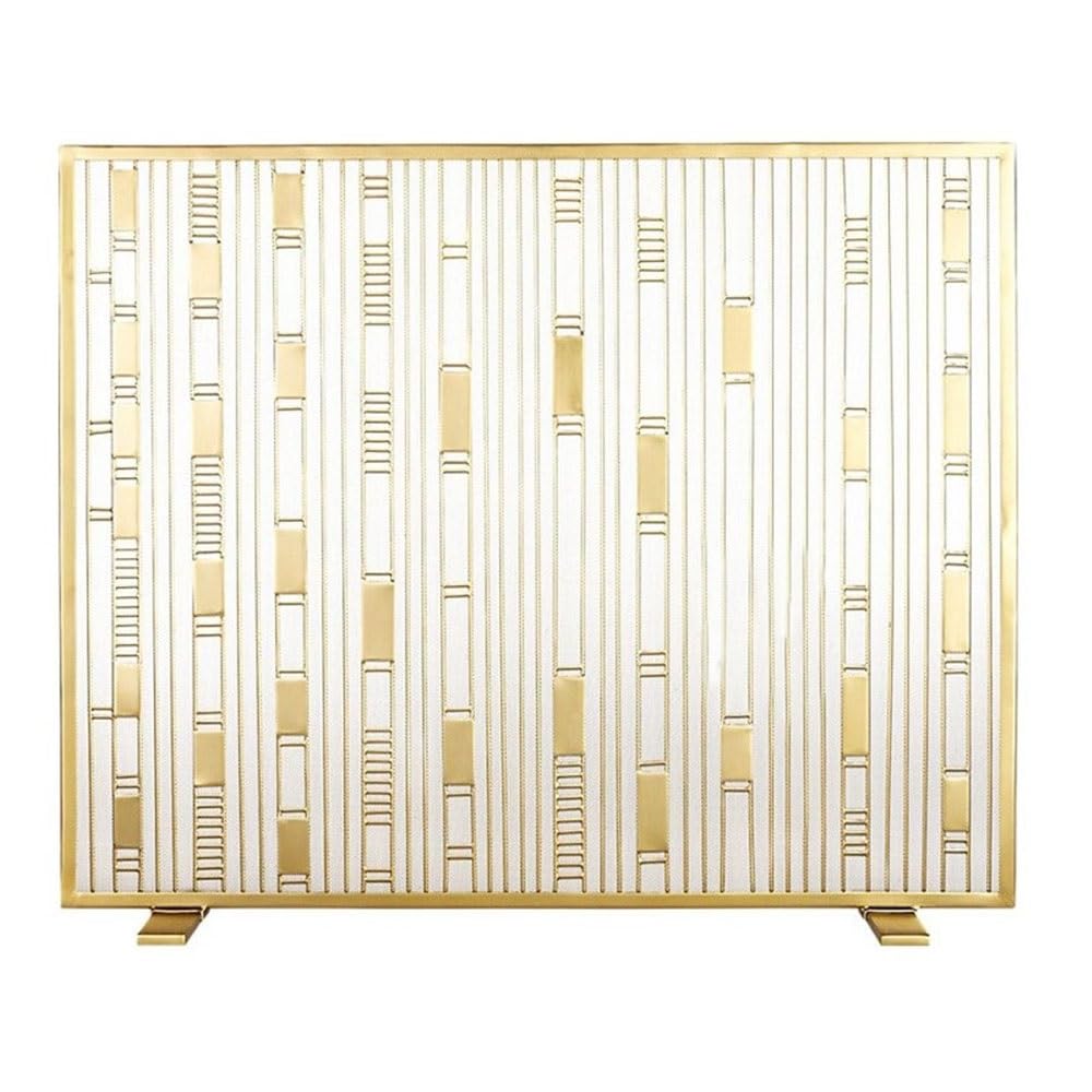 fireplace cover Golden Minimalist Iron Line Shaped Fireplace Partition Fireproof Net Screen Decorative Guardrail