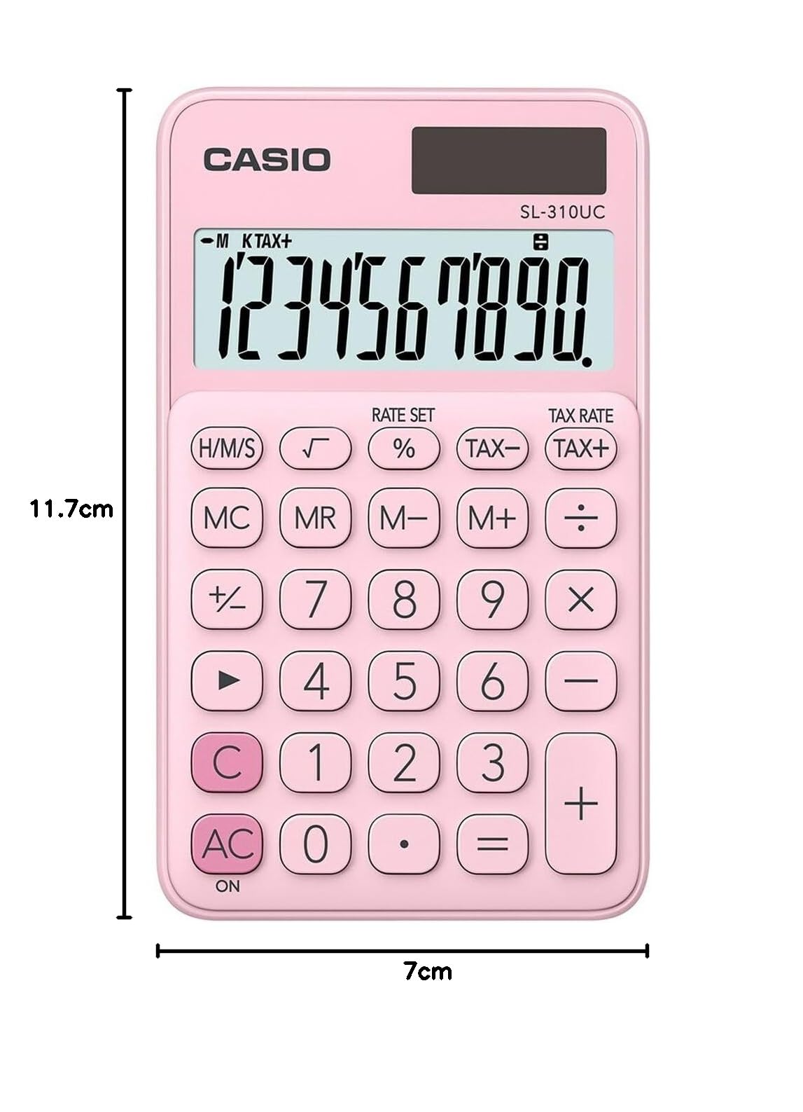 Casio SL-310UC-PK Kalkulator kieszonkowy Różowy Ekran: 10 Słoneczny, bateria(y) (szer. x wys. x gł.) 70 x 8 x 118 mm