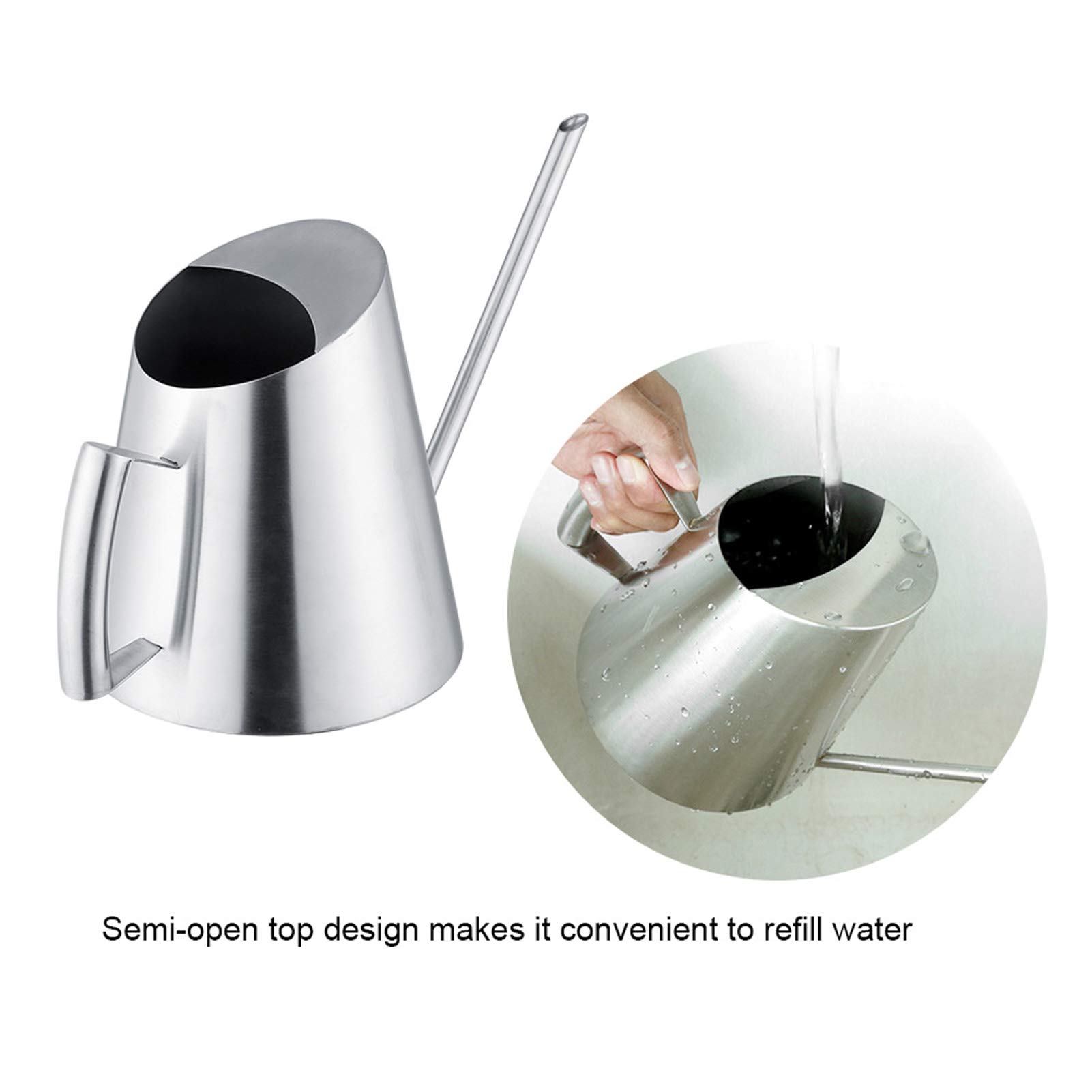Arrosoir en métal - 2,5 l - Arrosoir en acier inoxydable - Arrosoir pour plantes de jardin