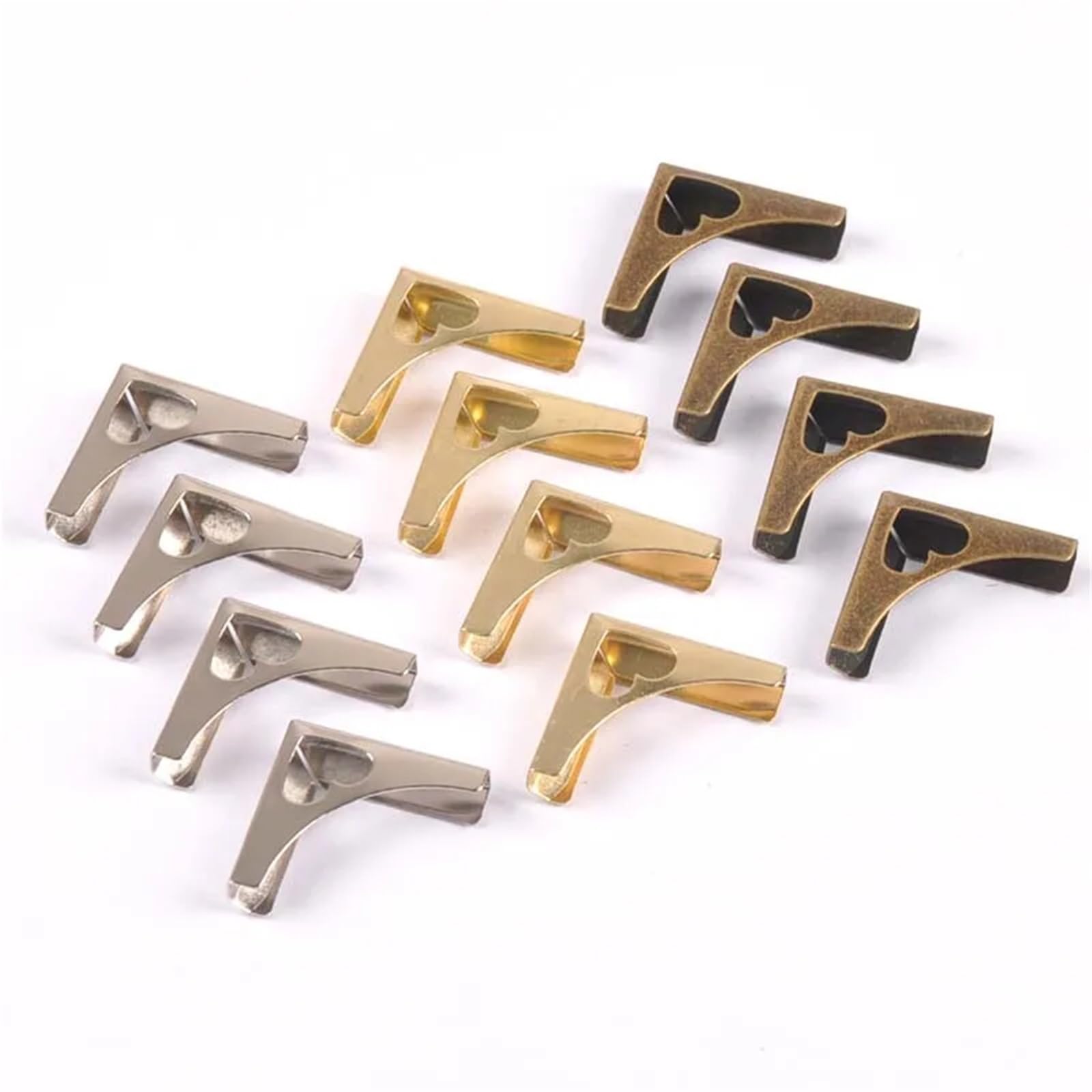 Rogi zdjęć do albumu z notatnikiem, metalowe ochraniacze na rogi książki w kształcie serca Multicolor 20x20x4mm opakowanie 30 sztuk książek i rękodzieła(Golden)