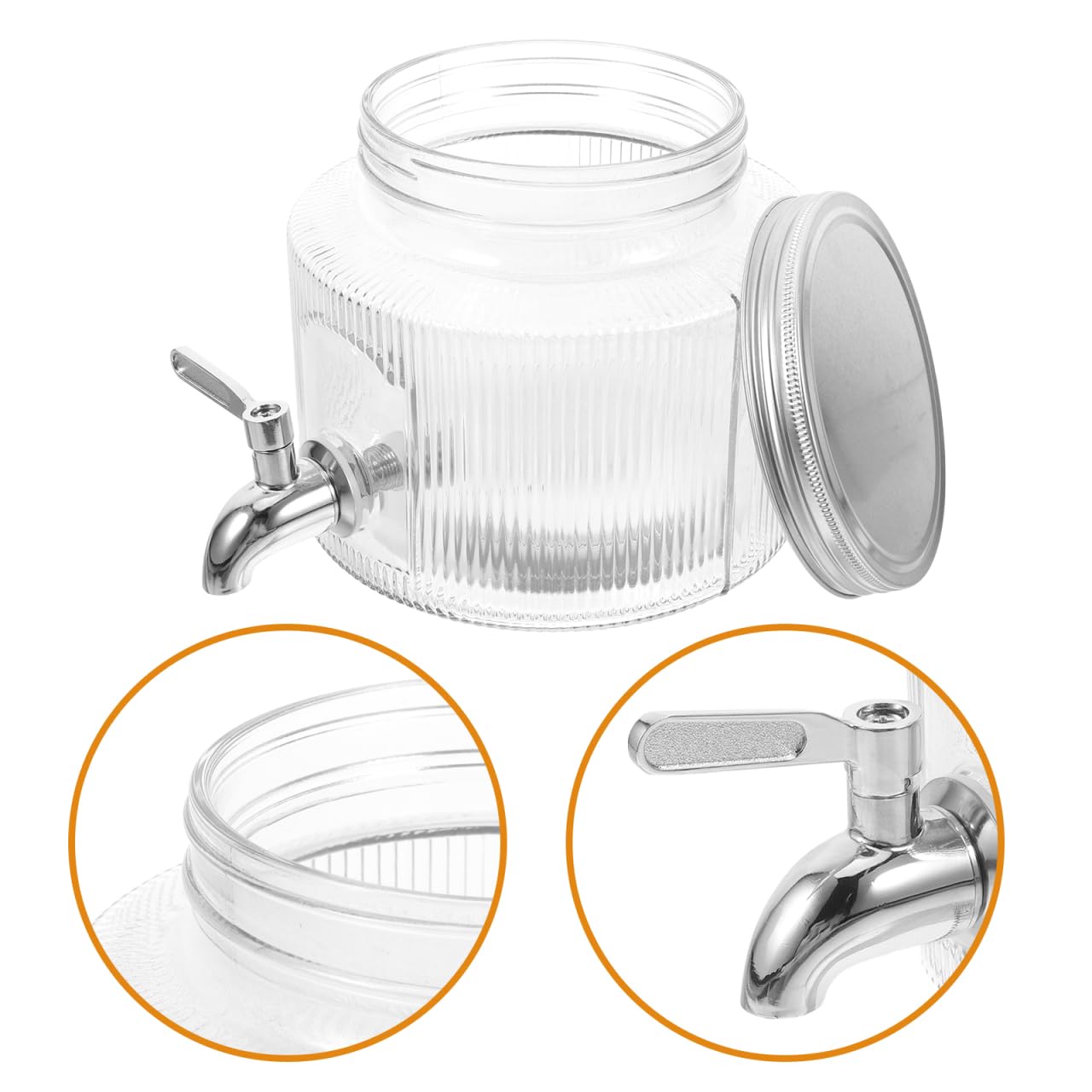 POPETPOP Dispensador De Vidrio Con Grifo Para Agua Fría Jarra De 7.08X7.08X5.70In Gran Capacidad Ideal Para Nevera Bebidas Frías Jugo Té Y Fiestas En Casa