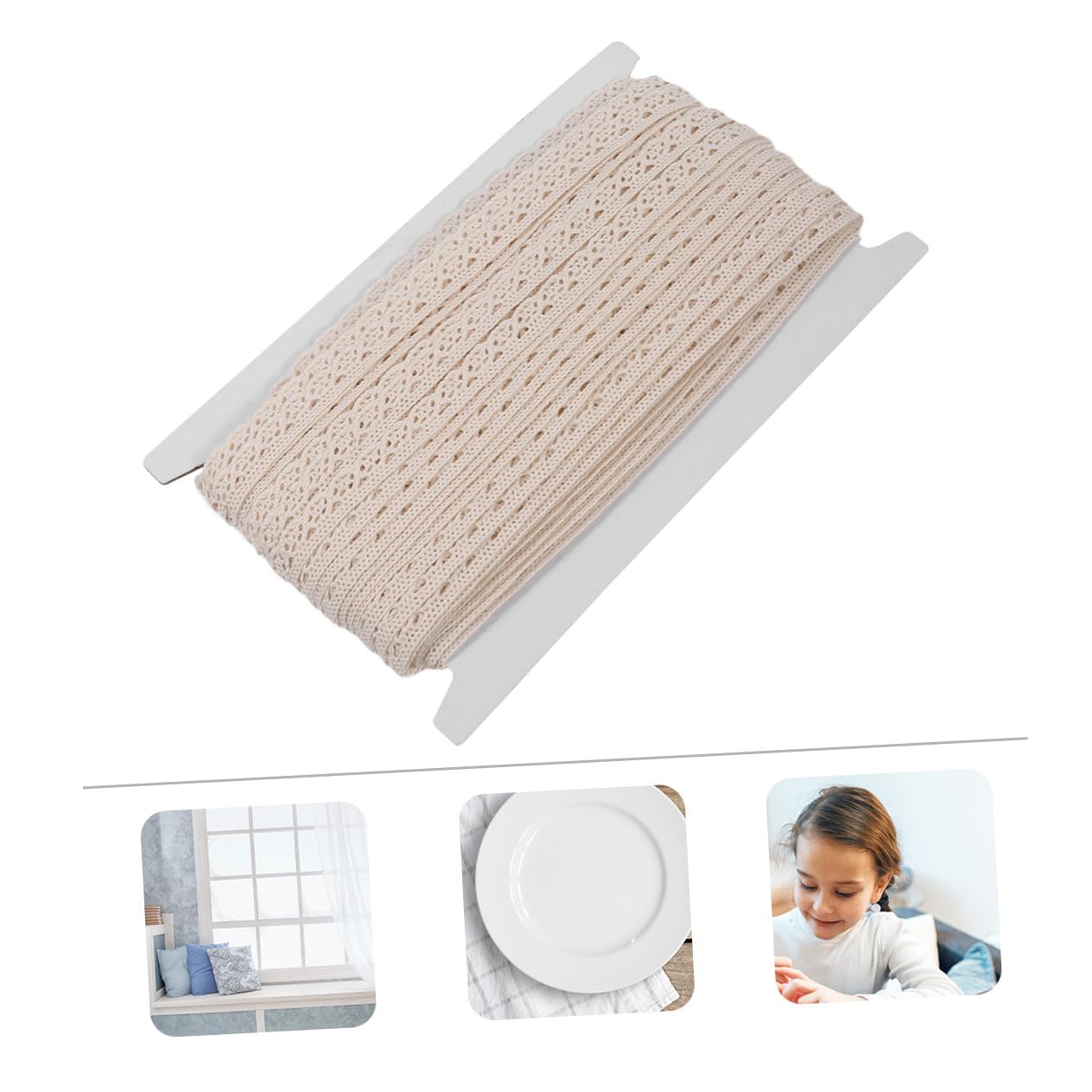 jojofuny 3 Cinta de Encaje de Algodón para Manualidades Decoración de Cortinas y Ropa Yardas Material Diy para Bodas y Fiestas