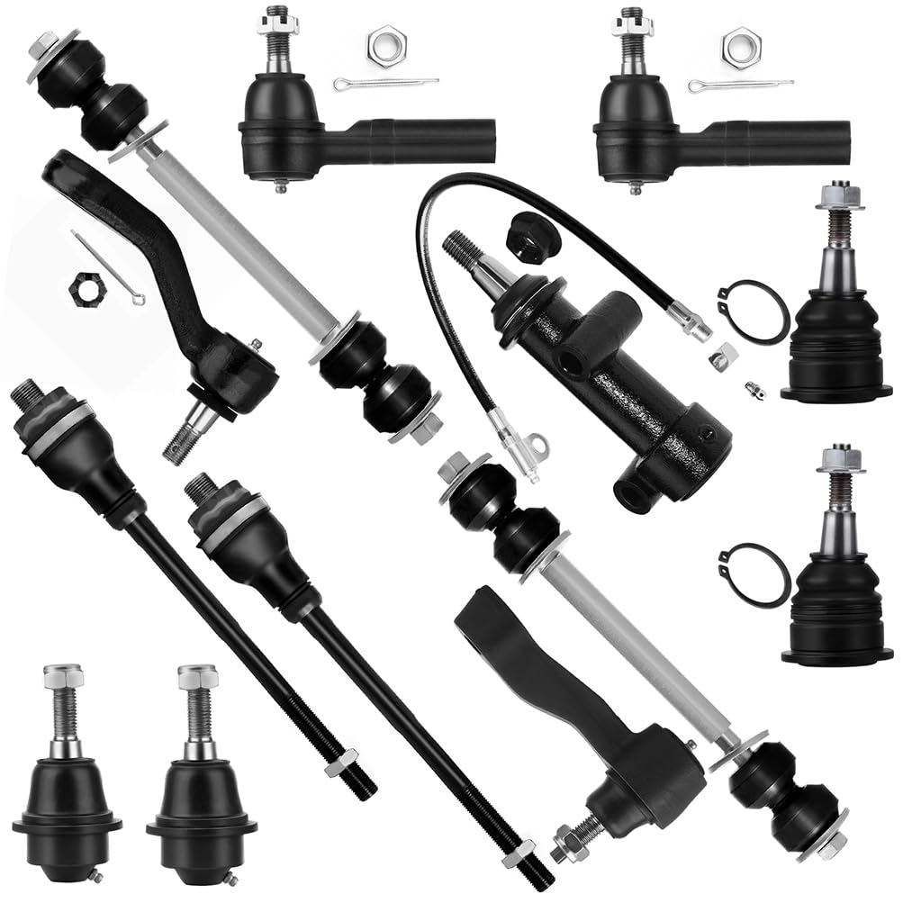 SCITOO 13pcs Suspension Kit Ball Joint Tie Rod Ends Parts Control Arms Pitman Arm-4 Groove Spline fit 2001-2010 for GMC Sierra 2500 HD 1999-2007 for Chevy Silverado 1500 4WD 4x4