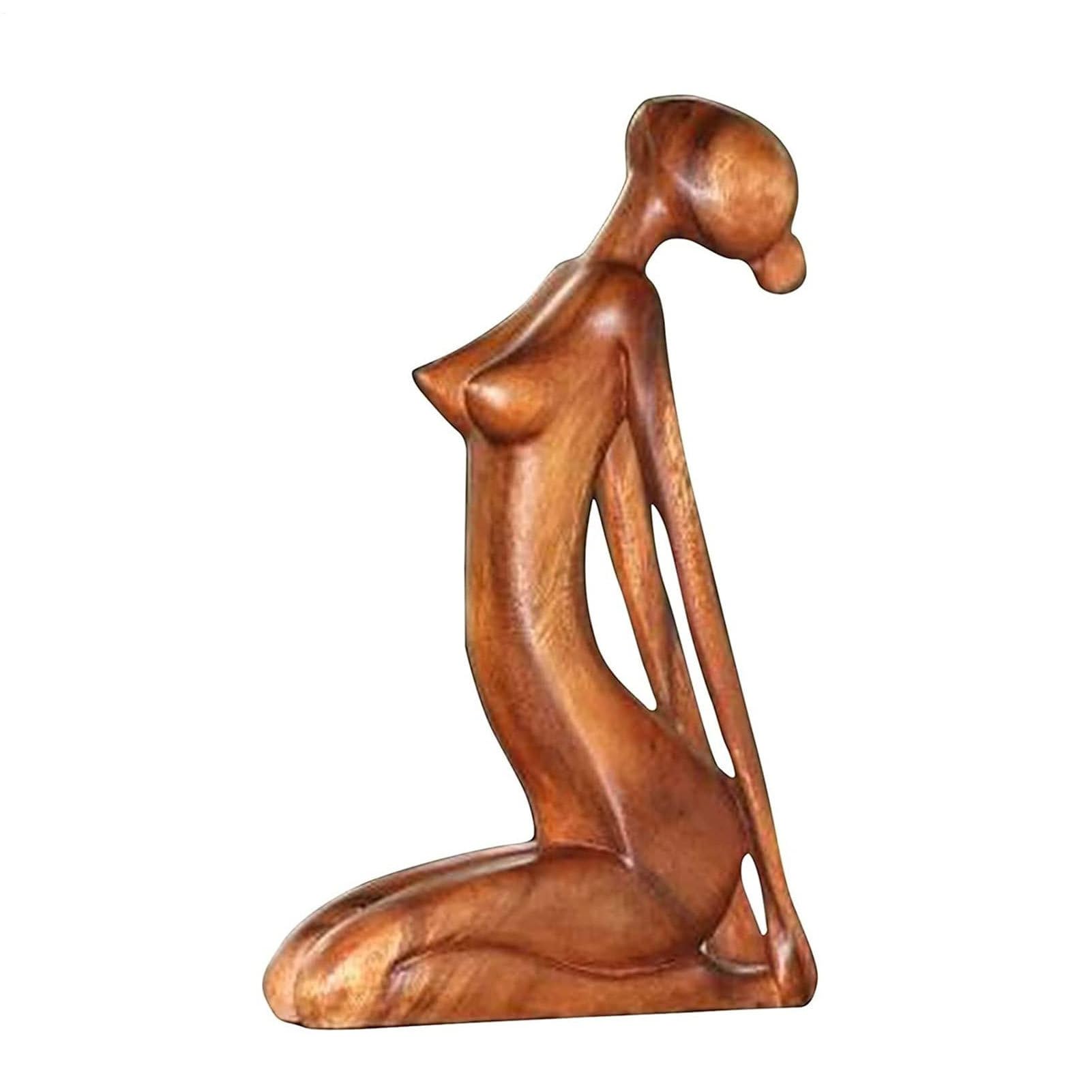 Sculpture de yoga en bois fait main, élégance naturelle pour salon