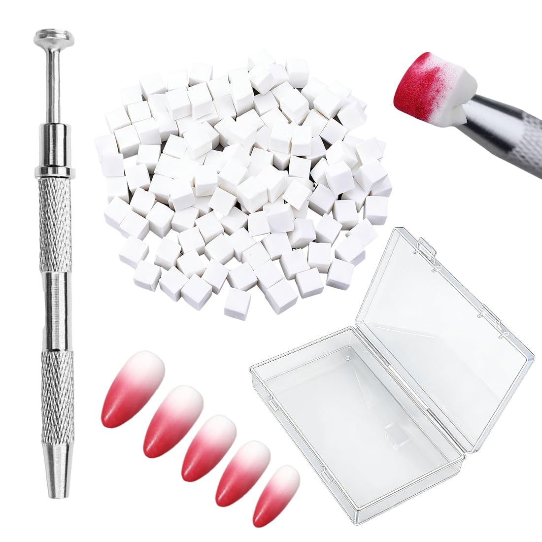 50 Pezzi Di Spugna Unghie Con Pinza Metallica, Strumenti Per La Nail Art, Pennelli Unghie, Unghie Ombre Design, Pennello Di Spugna, Modelli Di Nail Art Sfumati, Spugne Per Unghie Sfumate