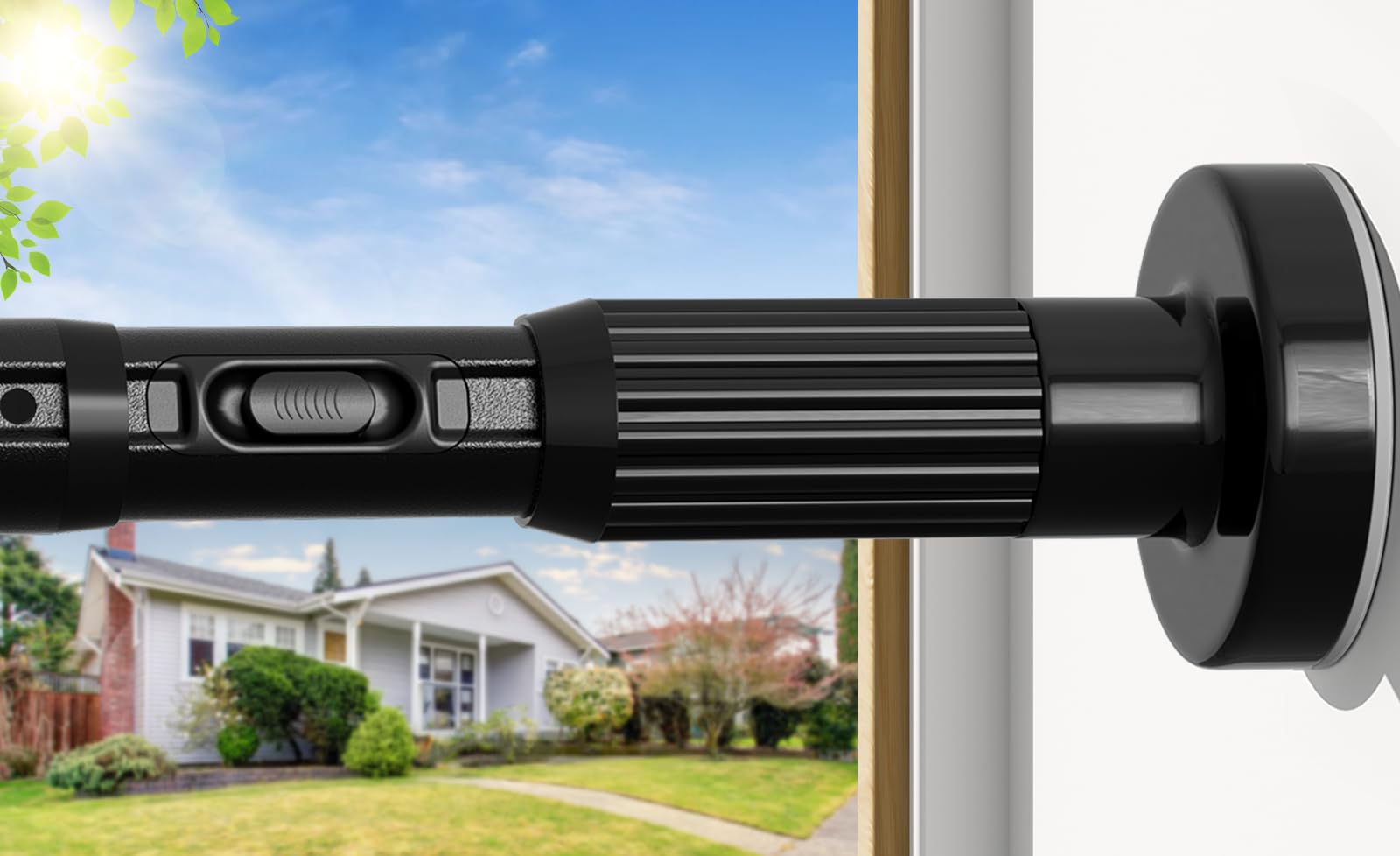 aizesi 41-144 inch heavy duty black tension curtain rod - no drilling, adjustable, rust-resistant for outdoor, living room, window, bathroom