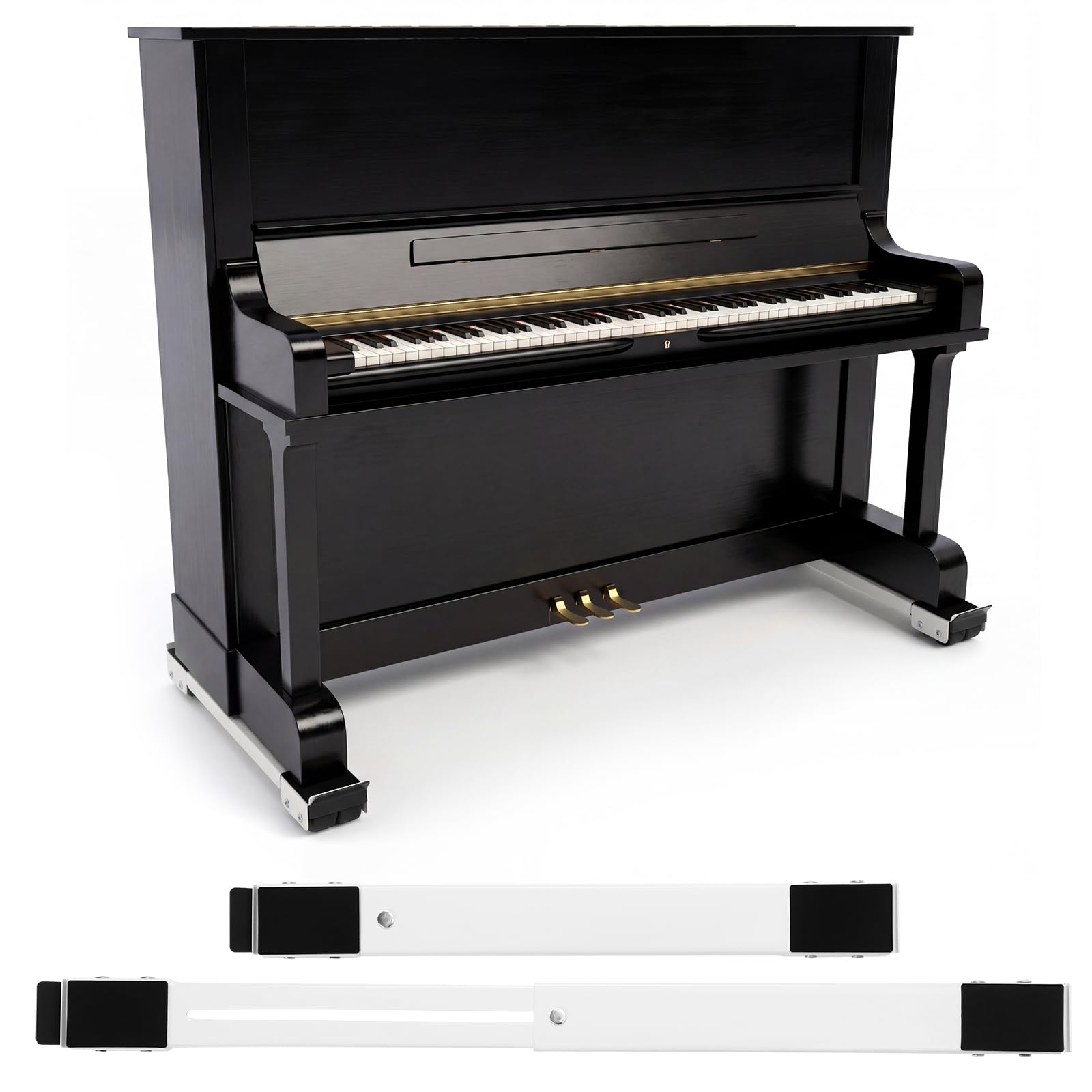 2 carrelli verticali per pianoforte, regolabili, con cuscinetto antiscivolo, capacità di carico di 802,9 kg, ruote girevoli per sala da concerto, università, strumenti musicali domestici