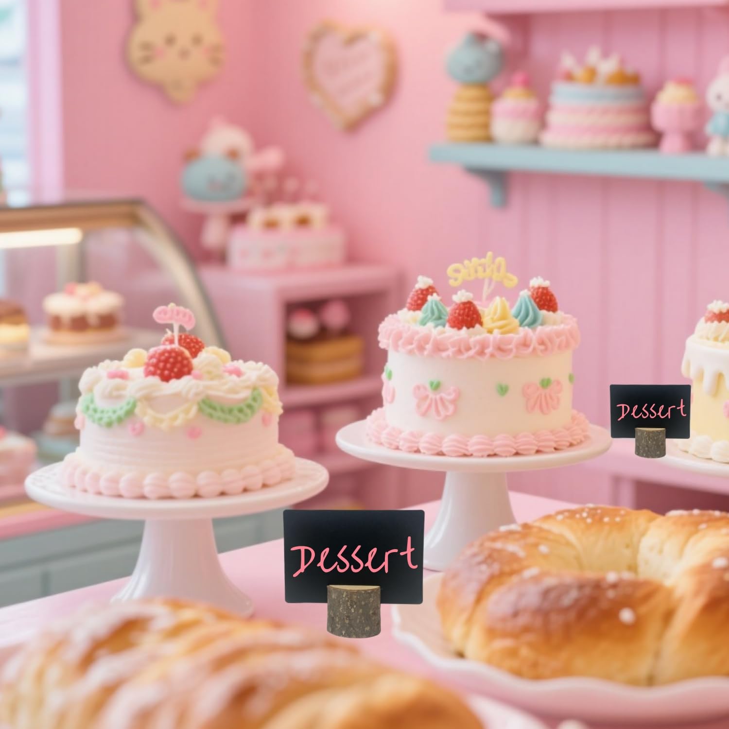 Mini-Kreidetafel-Schilder, kleine Kreidetafel-Etiketten mit rustikalem Holzständer, Lebensmittel-Etiketten für Party, Buffet, Hochzeit, Geburtstag, Party, Bäckerei, 10 Stück