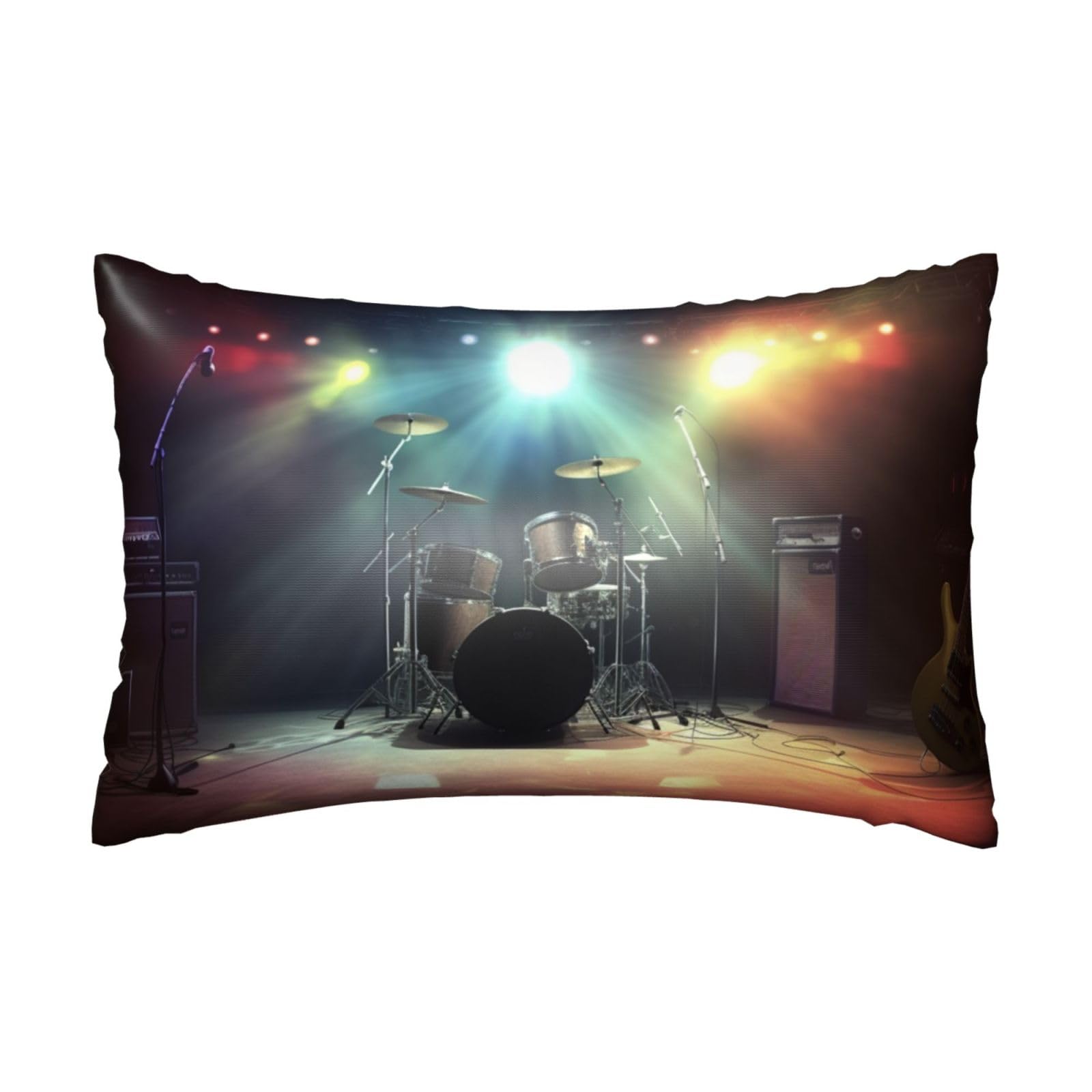 Satin Pillowcase for Hair and Skin, Rock Band Stage Pillow Case Queen Size 20x30 Inches, Cooling Silky Pillowcases with Zipper Ultra Smooth and Soft Pillow Cover for Sleeping