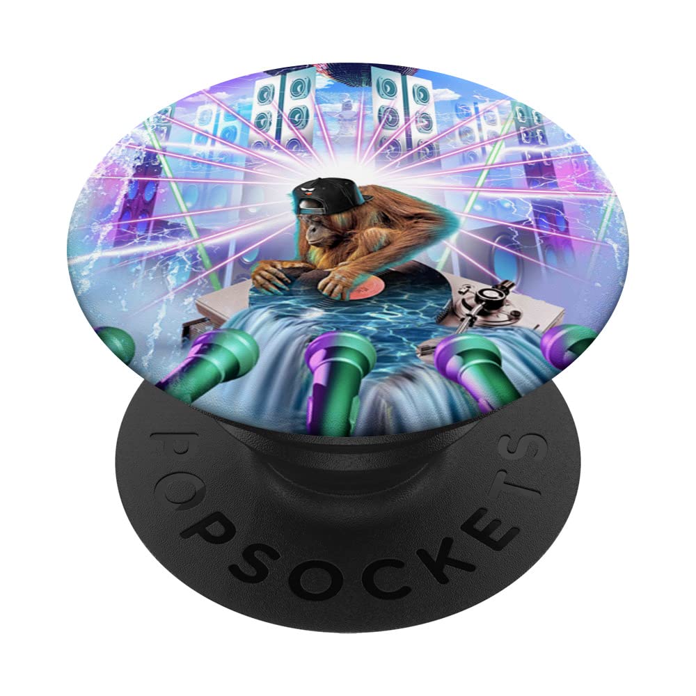 Ape Apes Chimp Chimpanzee Rave DJ Trippy Waterfall Edm Disco PopSockets Swappable PopGrip