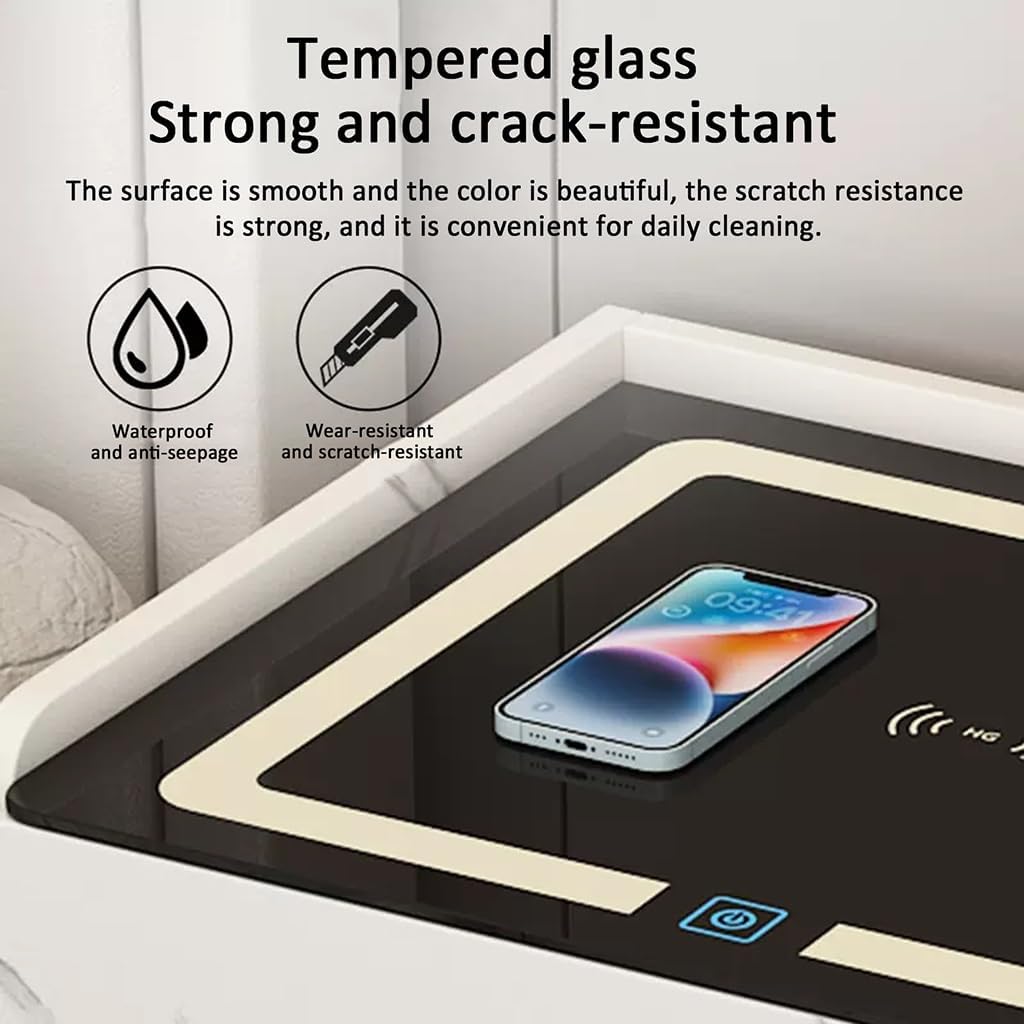 Amazon.co.jp: 充電ステーション付きLEDナイトスタンド、モダンな