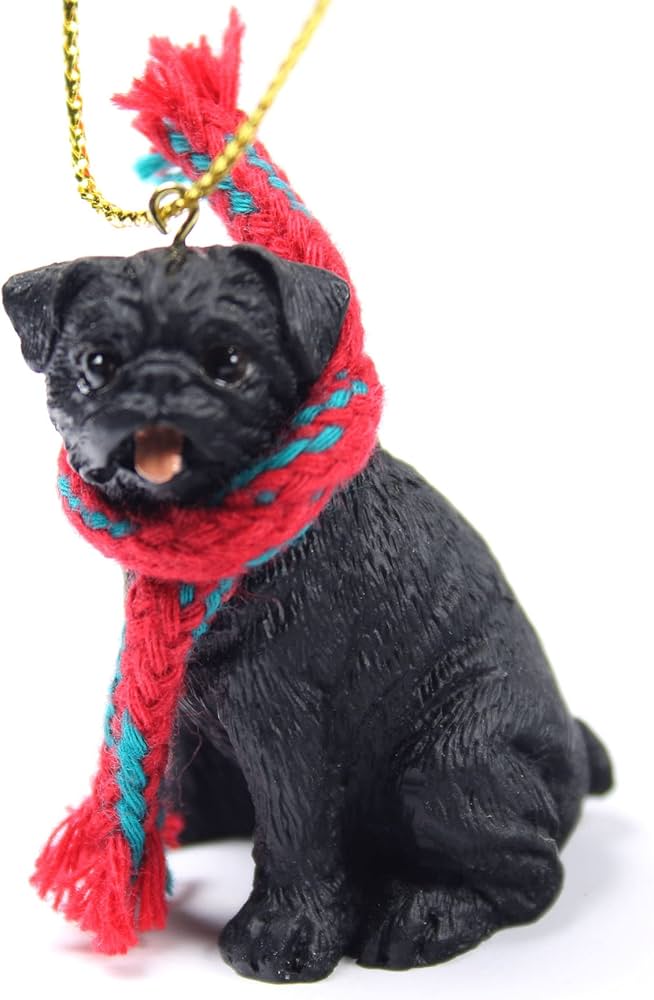 Black pug christmas ornament Clearance
