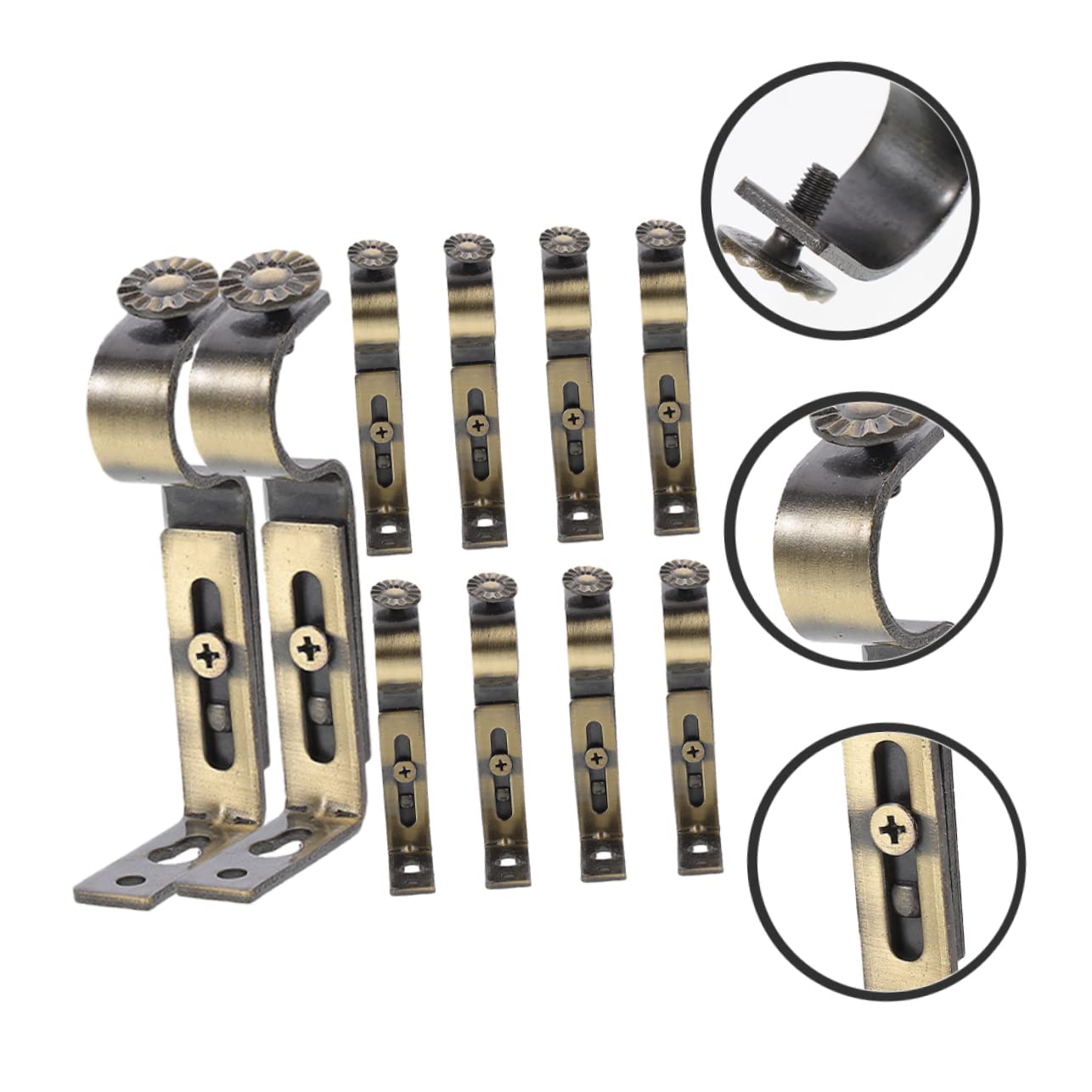 MAGICLULU Supporto per Bastoni Tende 10 Pezzi in Ferro Finitura Liscia, Facile da Installare per Salotto e Studio, Staffe Robuste per Aste Tende da Porta
