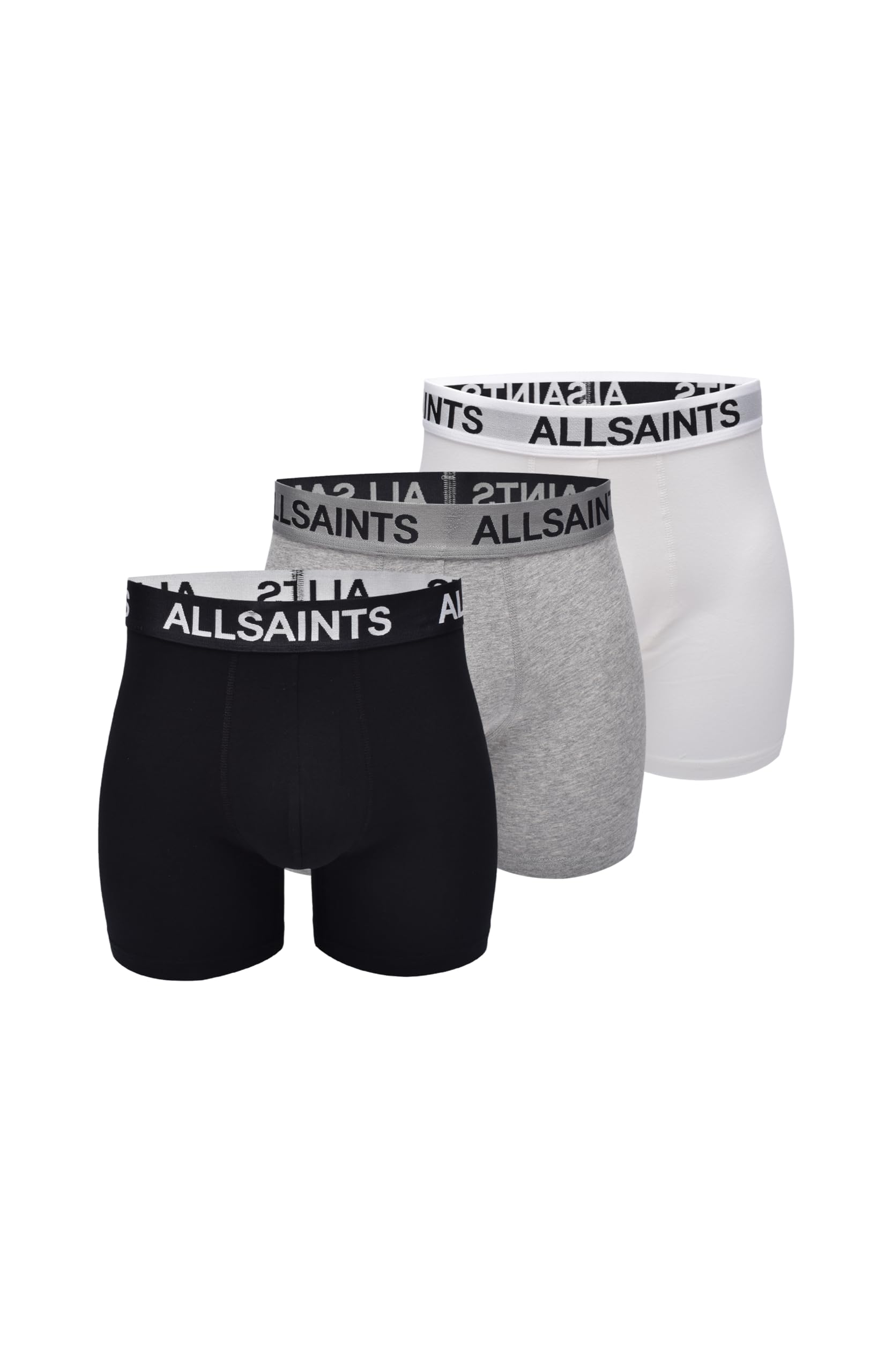 AllSaints mens Standard 3pk Organic Cotton Boxer Brief (Contour Pouch)