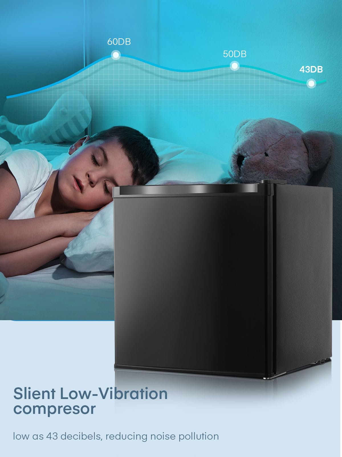 FOHERE Mini Congélateur Noir 32L - Appareil Silencieux et Compact