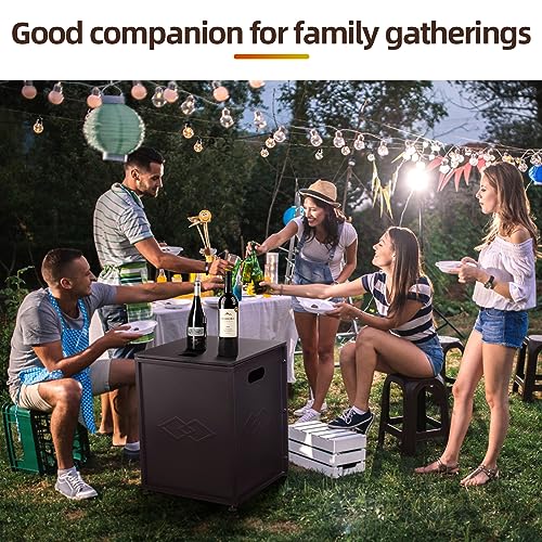 Propane Tank Cover Table, for 20 lbs Propane Tank for Gas Fire Pits, Outdoor Tank Hideway Table for Propane Fire Pit and Gas Griddle, Brown
